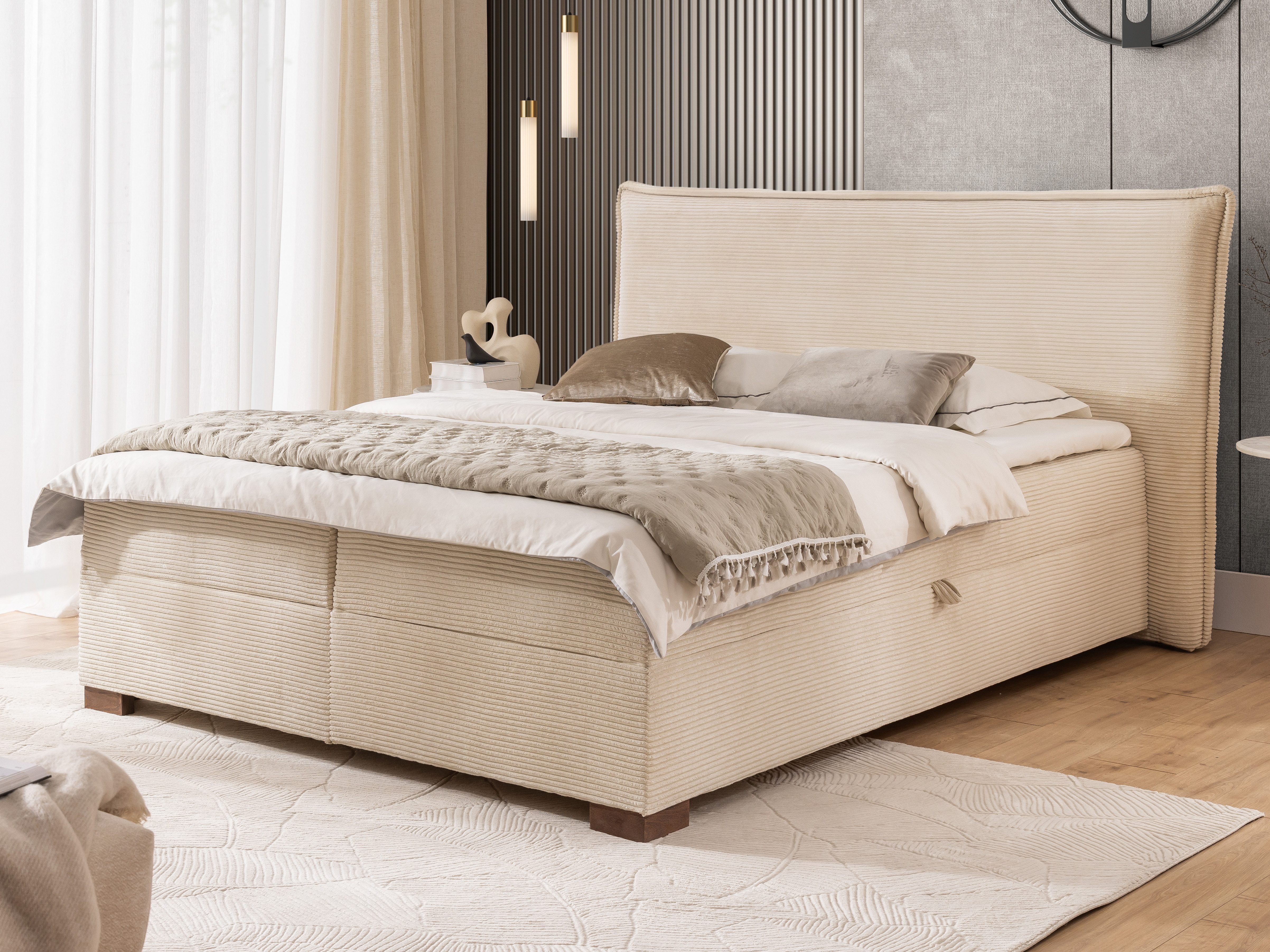S-Style Möbel Boxspringbett Lovetti mit Topper und Bettkästen aus Cord, Mas günstig online kaufen