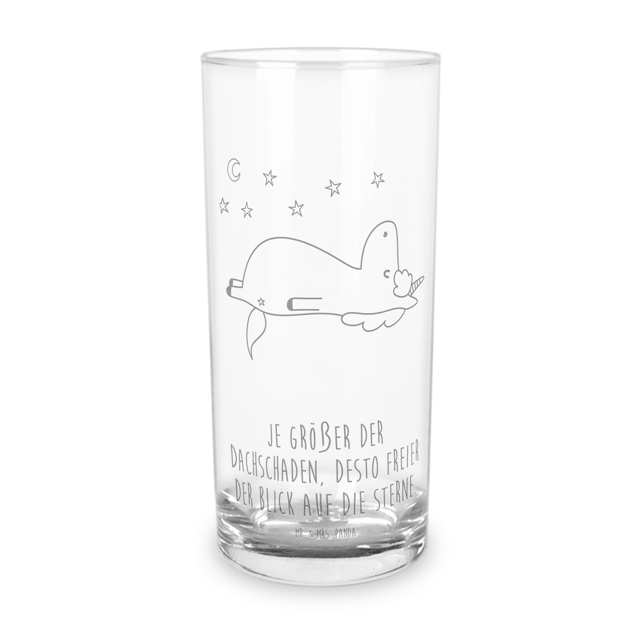 Mr. & Mrs. Panda Glas 400 ml Einhorn Sternenhimmel - Transparent - Geschenk, Trinkglas, Was, Premium Glas, Exklusive Gravur