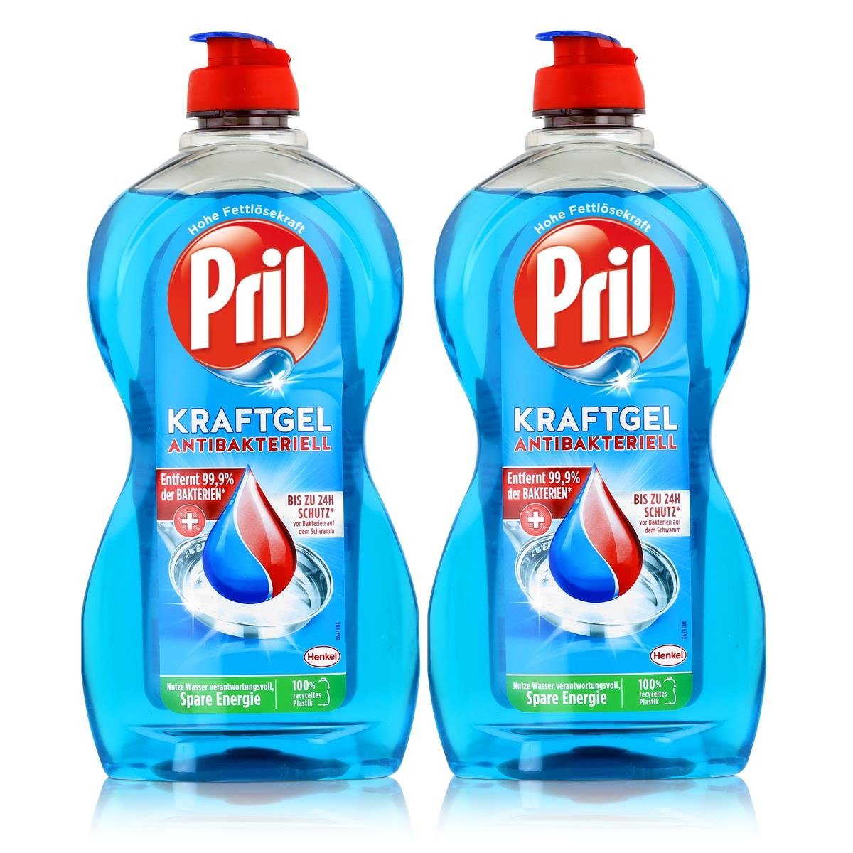 PRIL Pril Spülmittel Kraftgel Antibakteriell 450ml - Hohe Fettlösekraft (2e Geschirrspülmittel