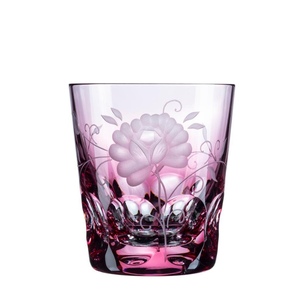 Trinkglas Becher ARNSTADT rosa Rose Whiskyglas Tumbler-Glas KRISTALL Kristallglas mundgeblase (9,5cm)