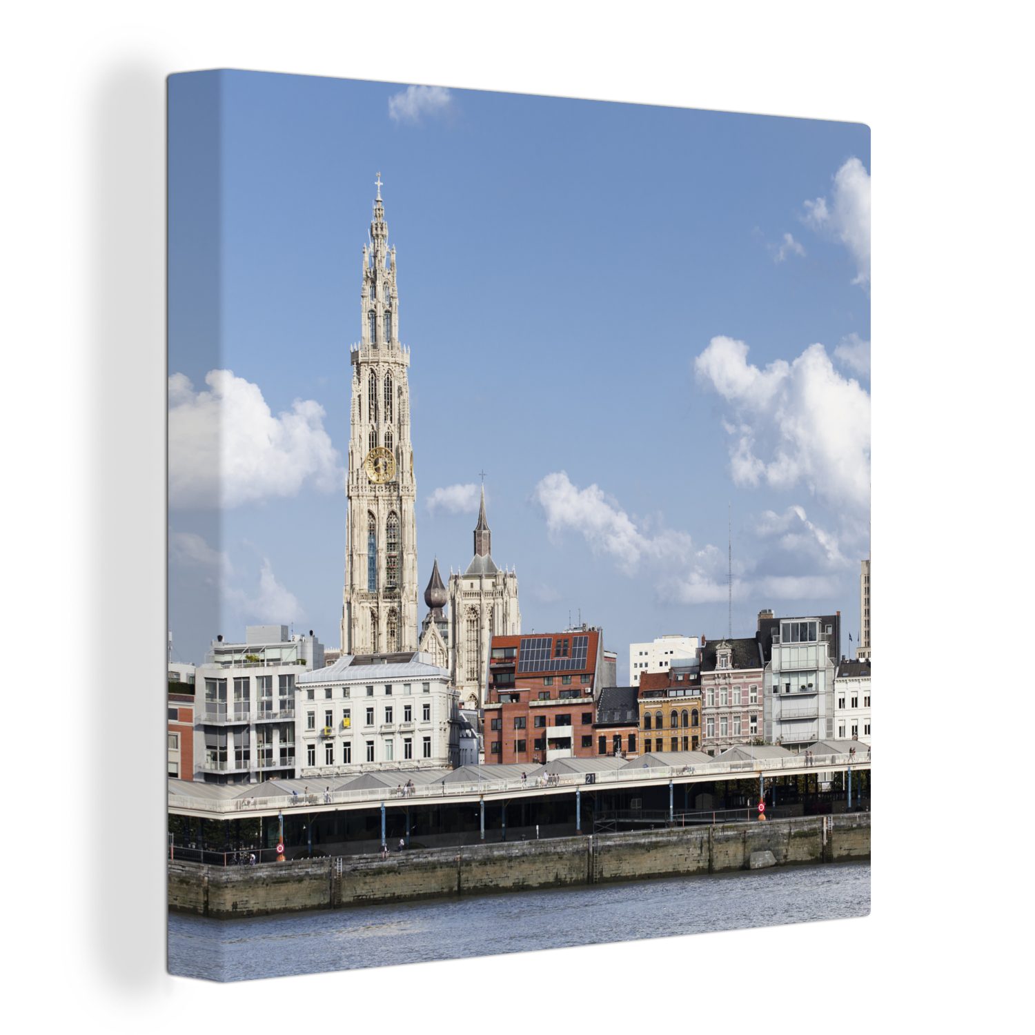 OneMillionCanvasses® Leinwandbild Architektur - Wasser - Antwerpen, (1 St), Leinwand Bilder für Wohnzimmer Schlafzimmer