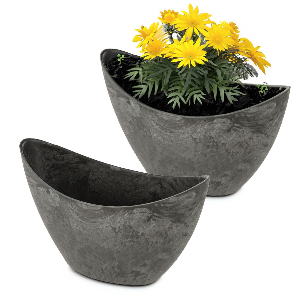 matches21 HOME & HOBBY Blumentopf Hohe Pflanzschalen oval 2x 20 cm für drau günstig online kaufen