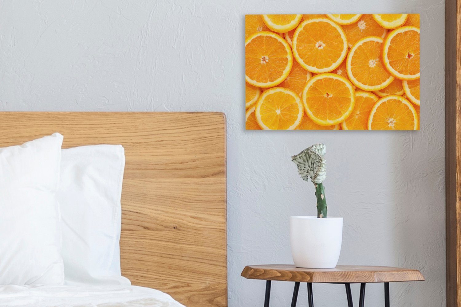 Aufhängefertig, Leinwandbild OneMillionCanvasses® cm Wandbild 30x20 Orange Leinwandbilder, (1 Orange, - Obst - Wanddeko, St),