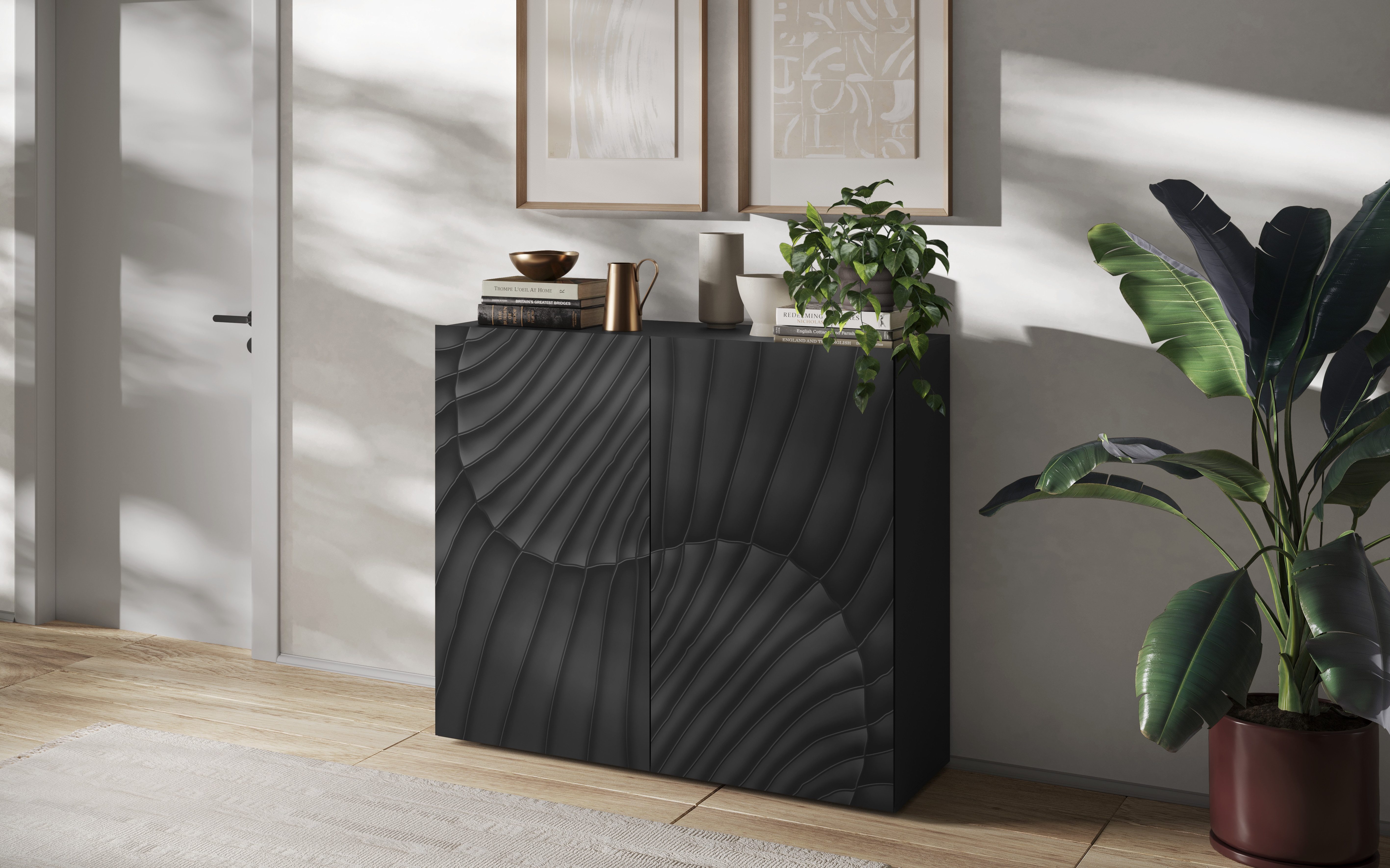 INOSIGN Highboard Snake, Kommode, Anrichte, Stauraummöbel, Höhe 123 cm, Breite 121 cm, moderne Wohnmöbel, 2 Türen, viel Stauraum, stilvoll und funktional