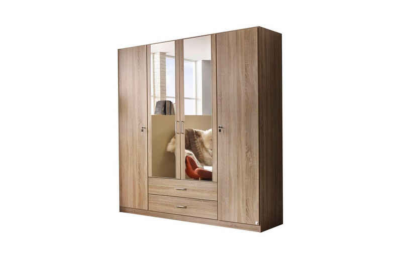 Kindermöbel 24 Spiegelschrank Caro braun 4 Türen B 181 cm - H 197 cm