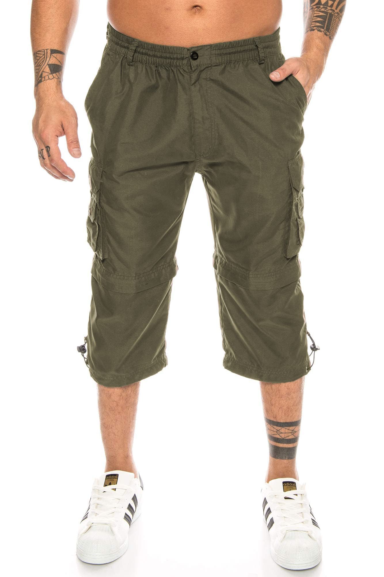 Kendindza Collection Cargobermudas Bermuda Shorts Herren Kurze Hose 3/4 Hose Cargo Taschen abnembare Beine kurze Hose Herren Cargoshorts Sommer