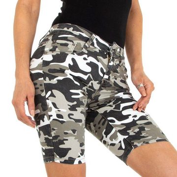 Ital-Design Shorts Damen Freizeit Camouflage Stretch Freizeitshorts in Hellgrau