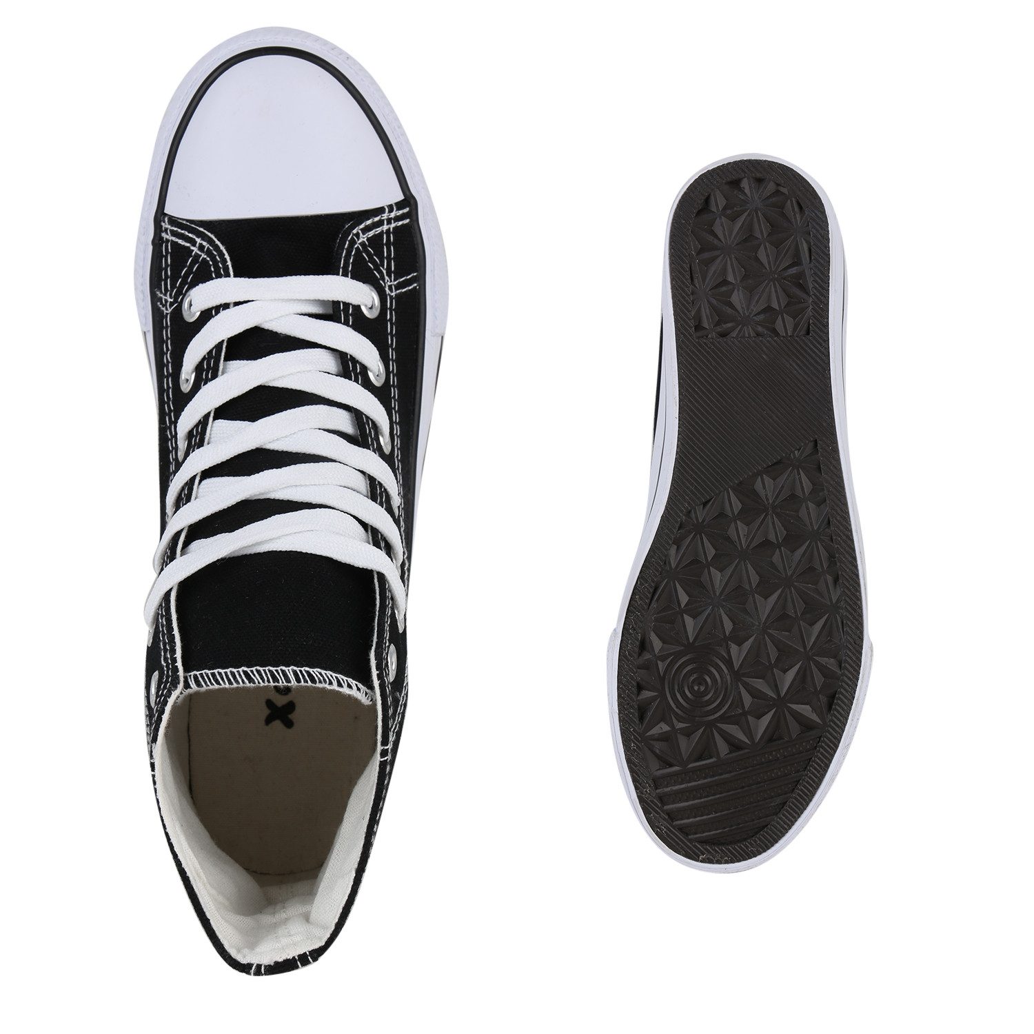 VAN HILL 840410 Sneaker Damen Sneaker High Schnürer Flache Basic Bequeme Stoff