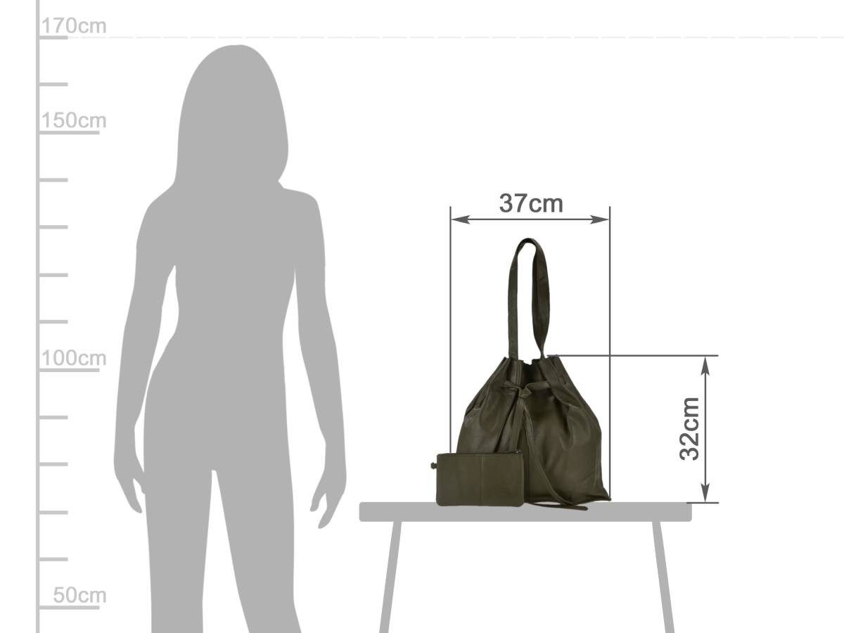 Greenburry Shopper "Eva" Beuteltasche Leder 37x32cm, Beuteltasche, mit kleiner Bag in Bag Tasche