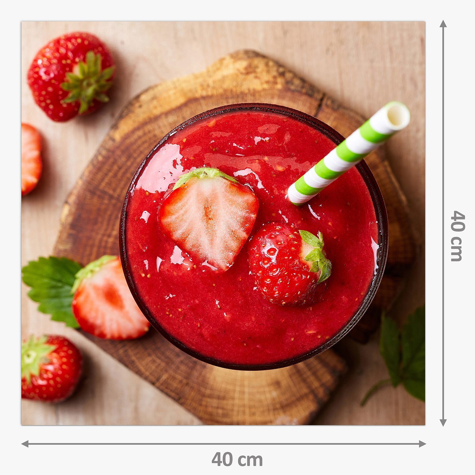 Primedeco Motiv Smoothie Küchenrückwand Erdbeeren Glas Spritzschutz mit Küchenrückwand aus