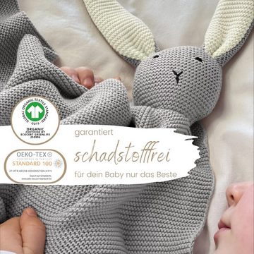 Babydecke DIKOS® Babydecke SCHMUSE-HASE Baby Geschenk Mädchen Junge Geschenkset, DIKOS, Geschenk zur Geburt, PREMIUM Qualität, 100 % BIO Baumwolle, nachhaltig