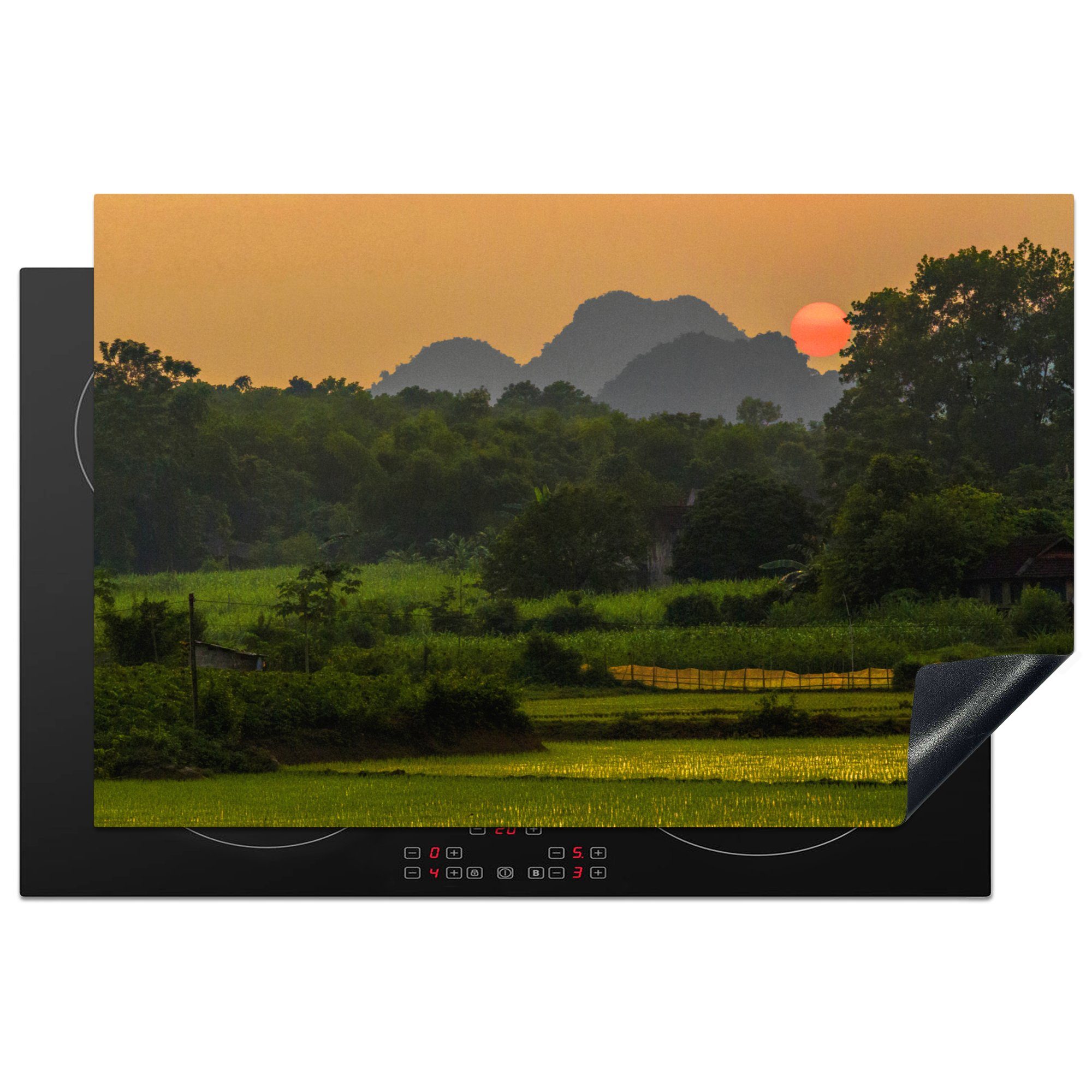 MuchoWow Herdblende-/Abdeckplatte Vietnam - Sonne - Natur, Vinyl, (1 tlg), 81x52 cm, Induktionskochfeld Schutz für die küche, Ceranfeldabdeckung