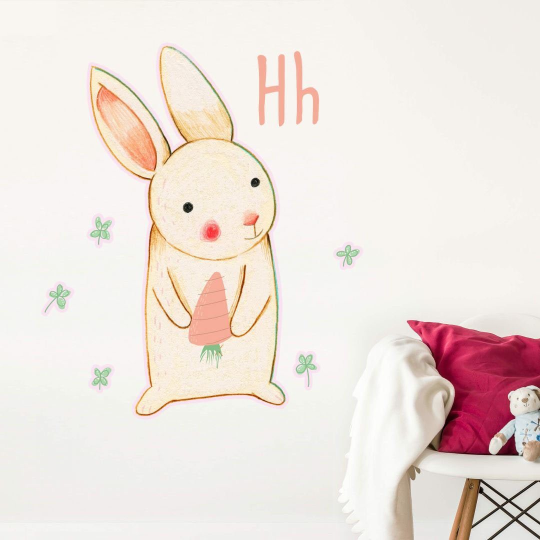 Wall-Art Wandtattoo Buchstabe Bunte Hase H (1 Tierwelt St)