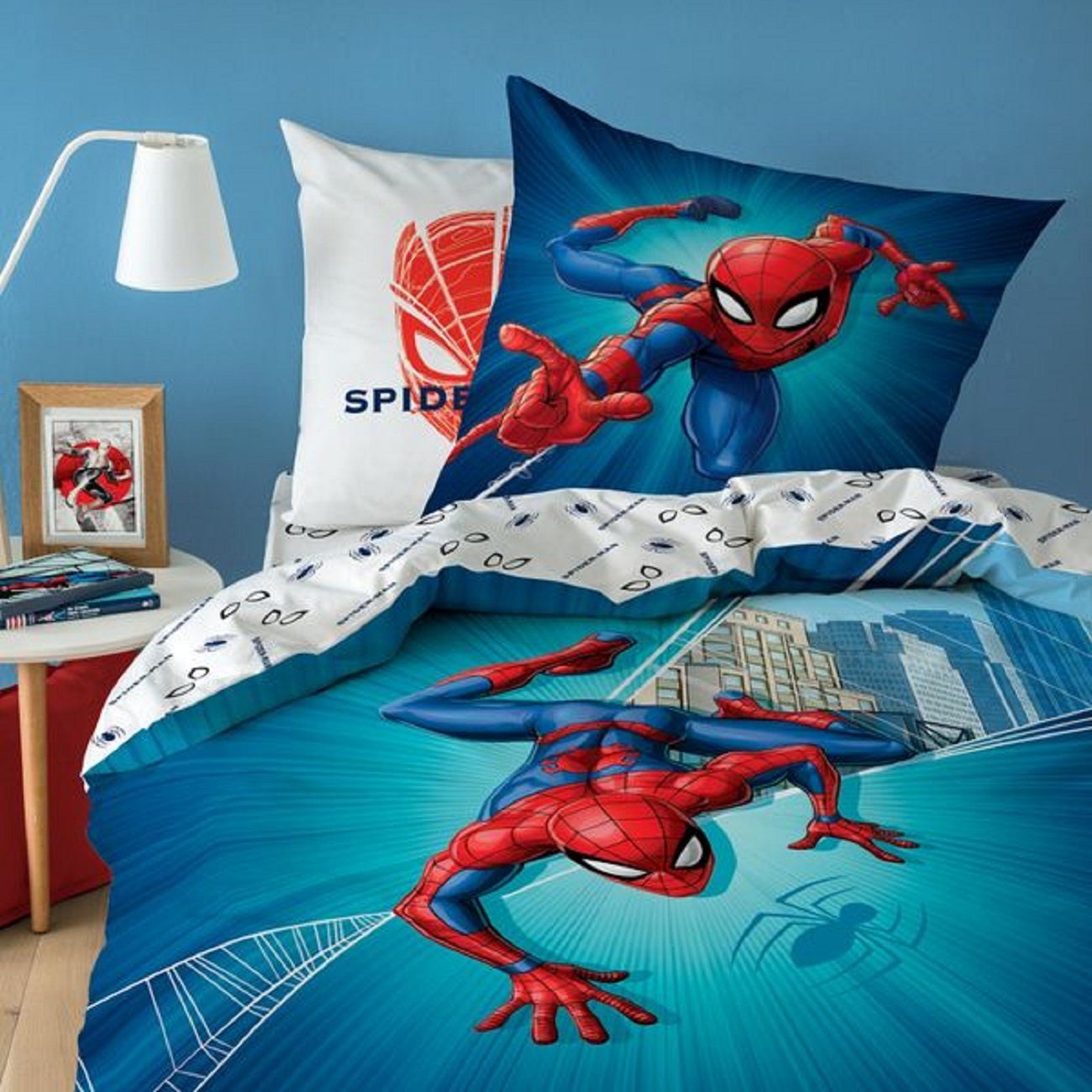 Kinderbettwäsche Spiderman City Bettwäsche, 80 x 80 cm + 135 x 200 cm 100%  Baumwolle, Spiderman