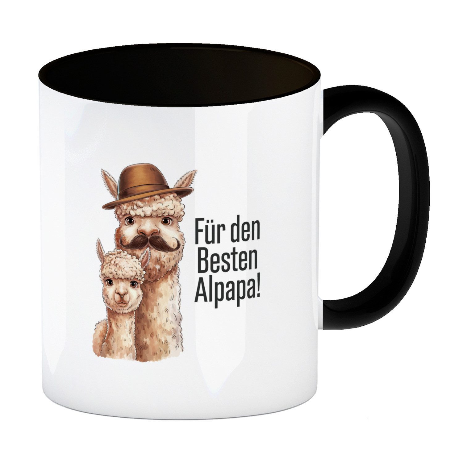 speecheese Tasse Für den besten ALPAPA! Kaffeebecher in schwarz - Alpaka Papa