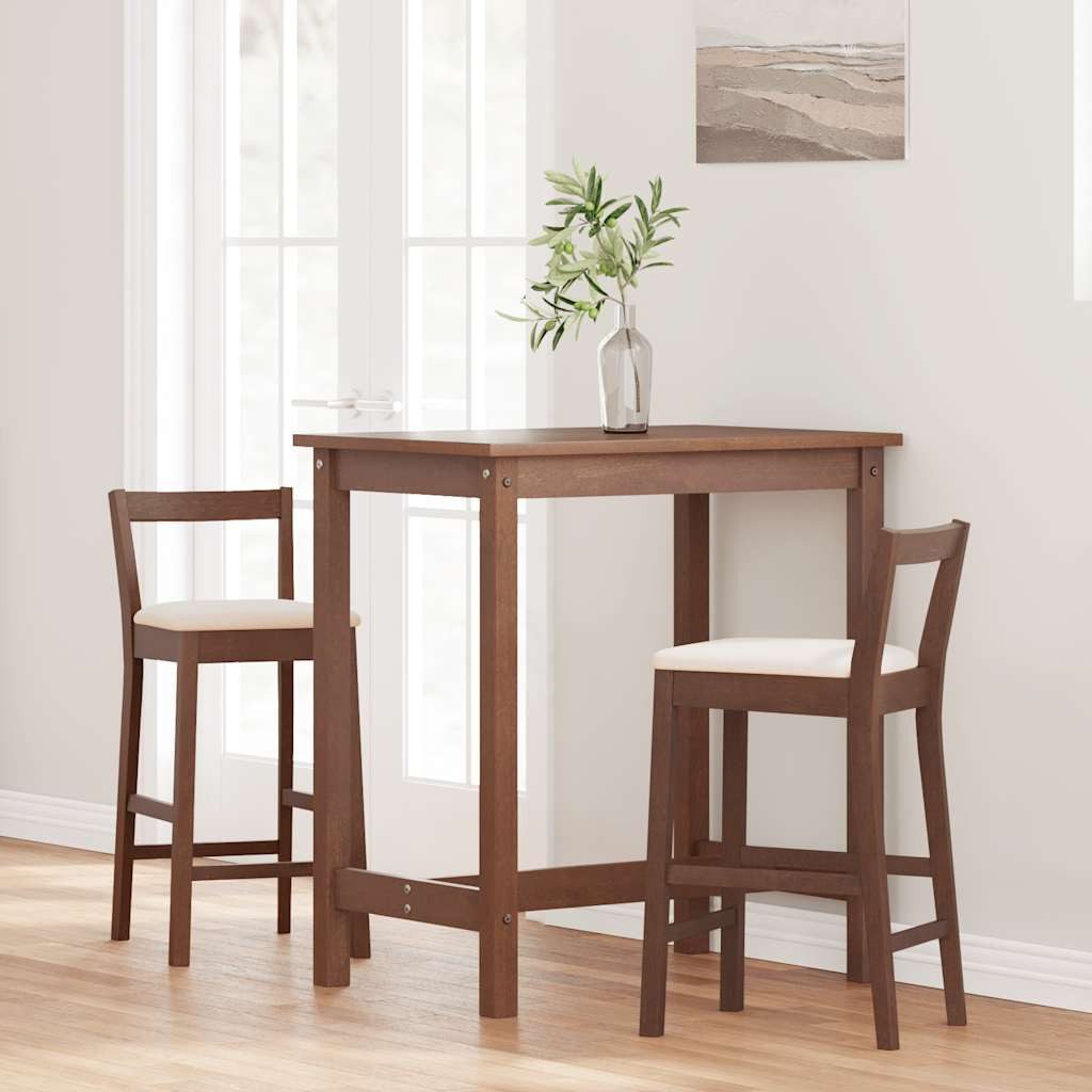 vidaXL Barhocker Barhocker mit Kissen 2 Stk. Braun Massivholz Gummibaum (1 günstig online kaufen