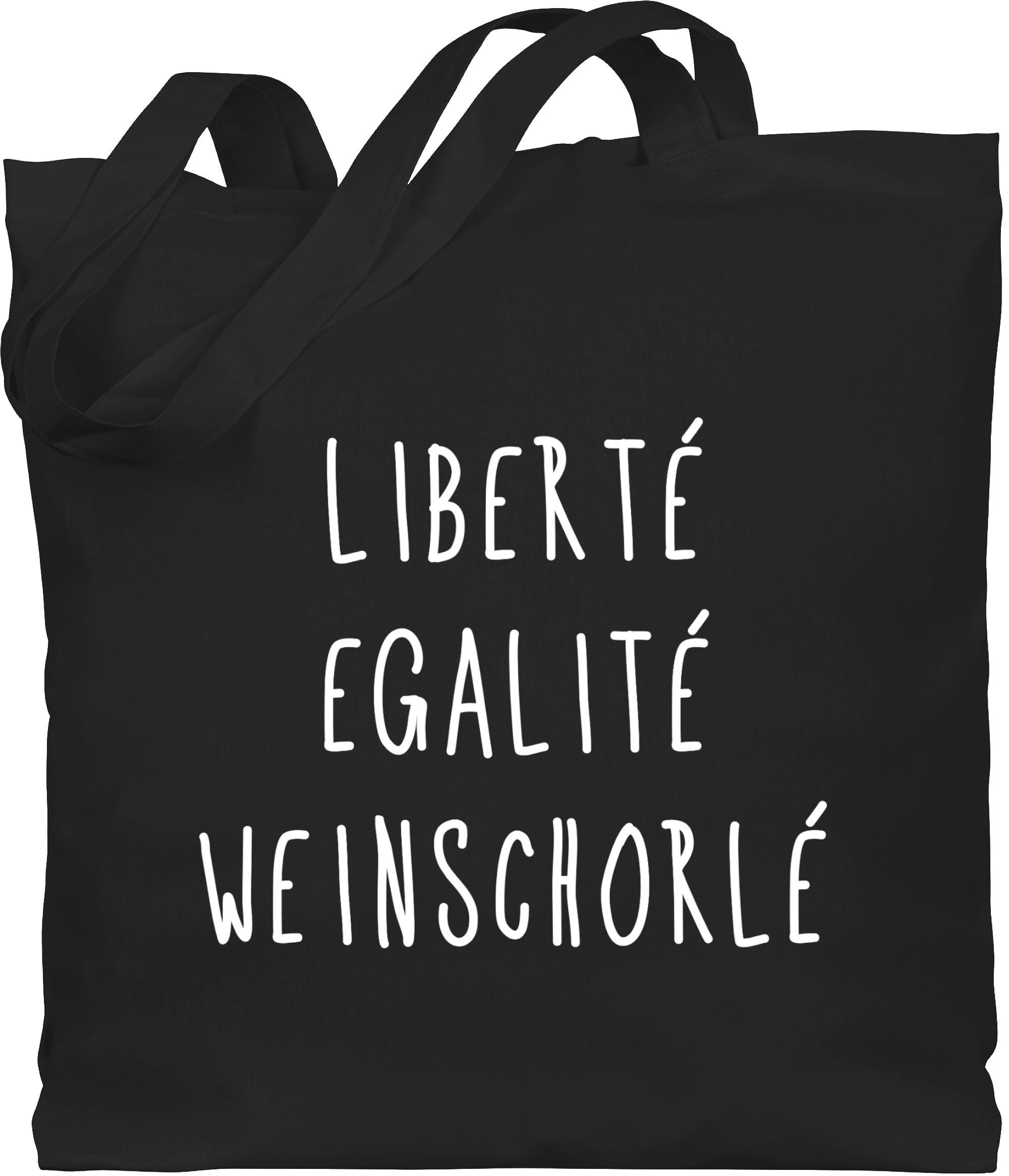 Shirtracer Umhängetasche Liberte Egalite Weinschorle, Sprüche Statement mit Spruch 1 Schwarz