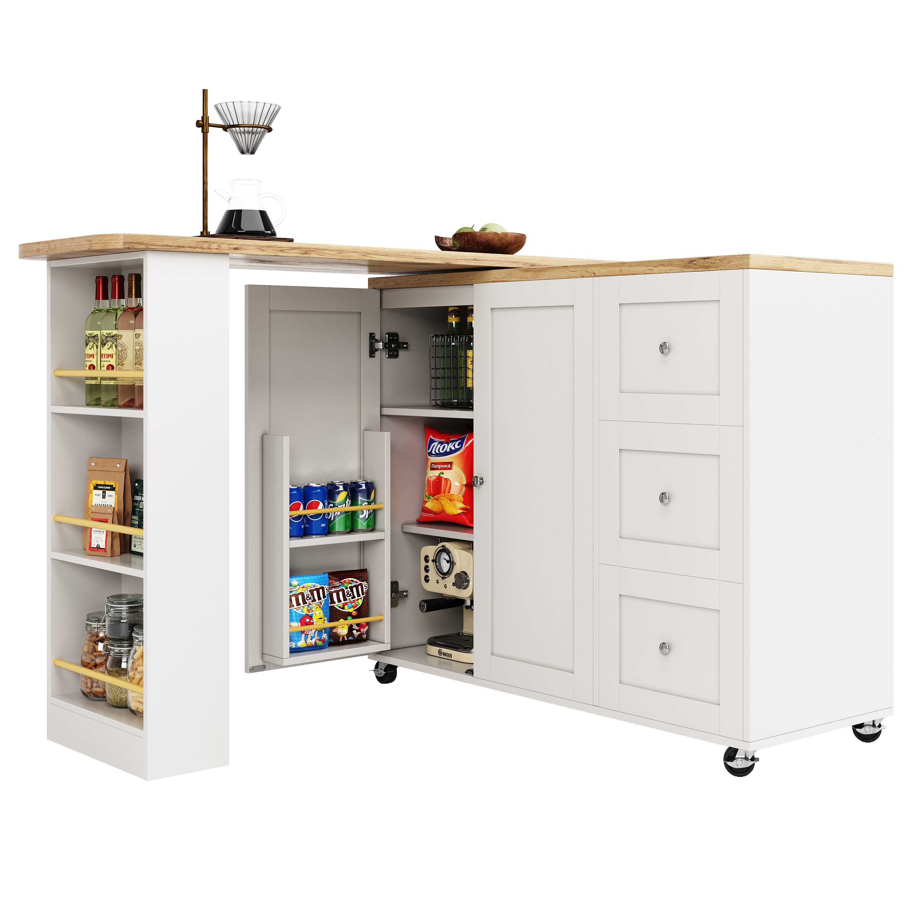 i@home Stehtisch Bartisch Kücheninsel 360°drehbar,Multifunktionaler Esstisc günstig online kaufen