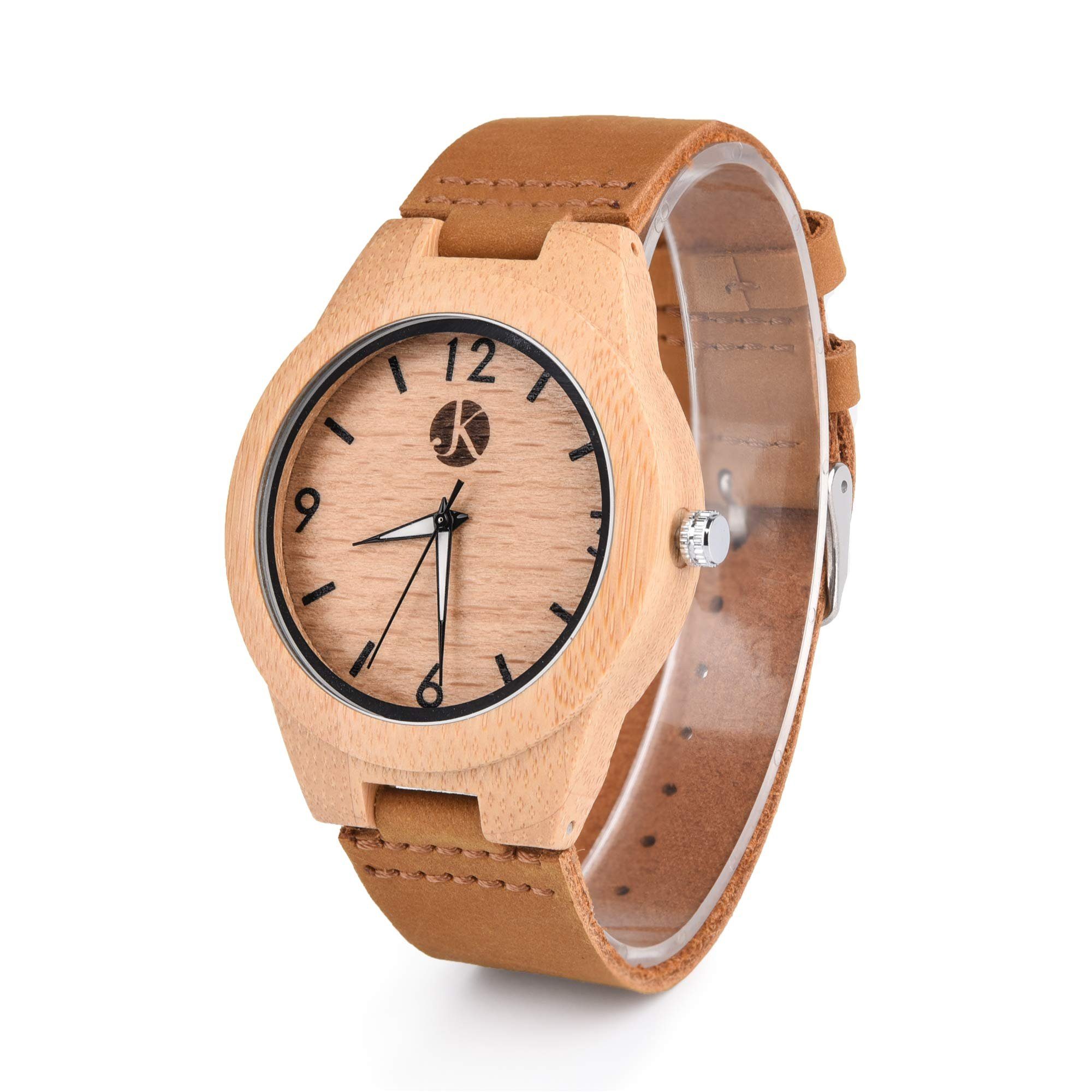 Kim Johanson Quarzuhr Classic Wood, aus Holz mit Lederarmband