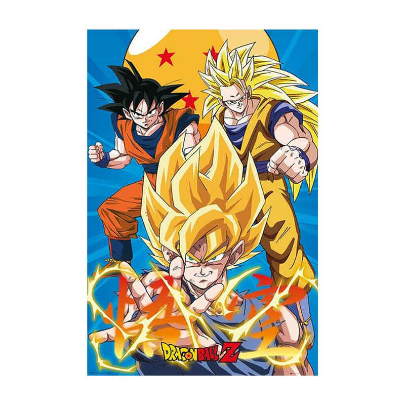 GB eye Poster GB eye Dragon Ball Z 3 x Son Goku Evolution Maxi Poster 61 x 91,5 cm
