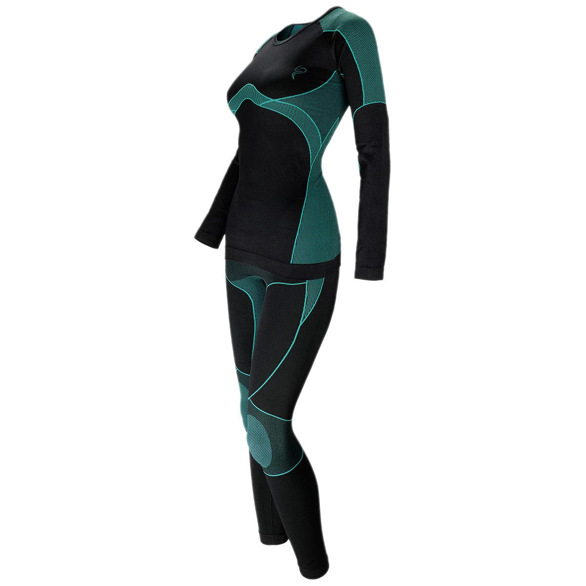 Black Snake Seamless Shirt Damen Thermounterwäsche Set Seamless Funktionsunterwäsche (Funktionswäsche-Set, Langarmshirt und Thermohose für Damen) Nahtloses Thermounterwäsche Set mit Kompressionszonen
