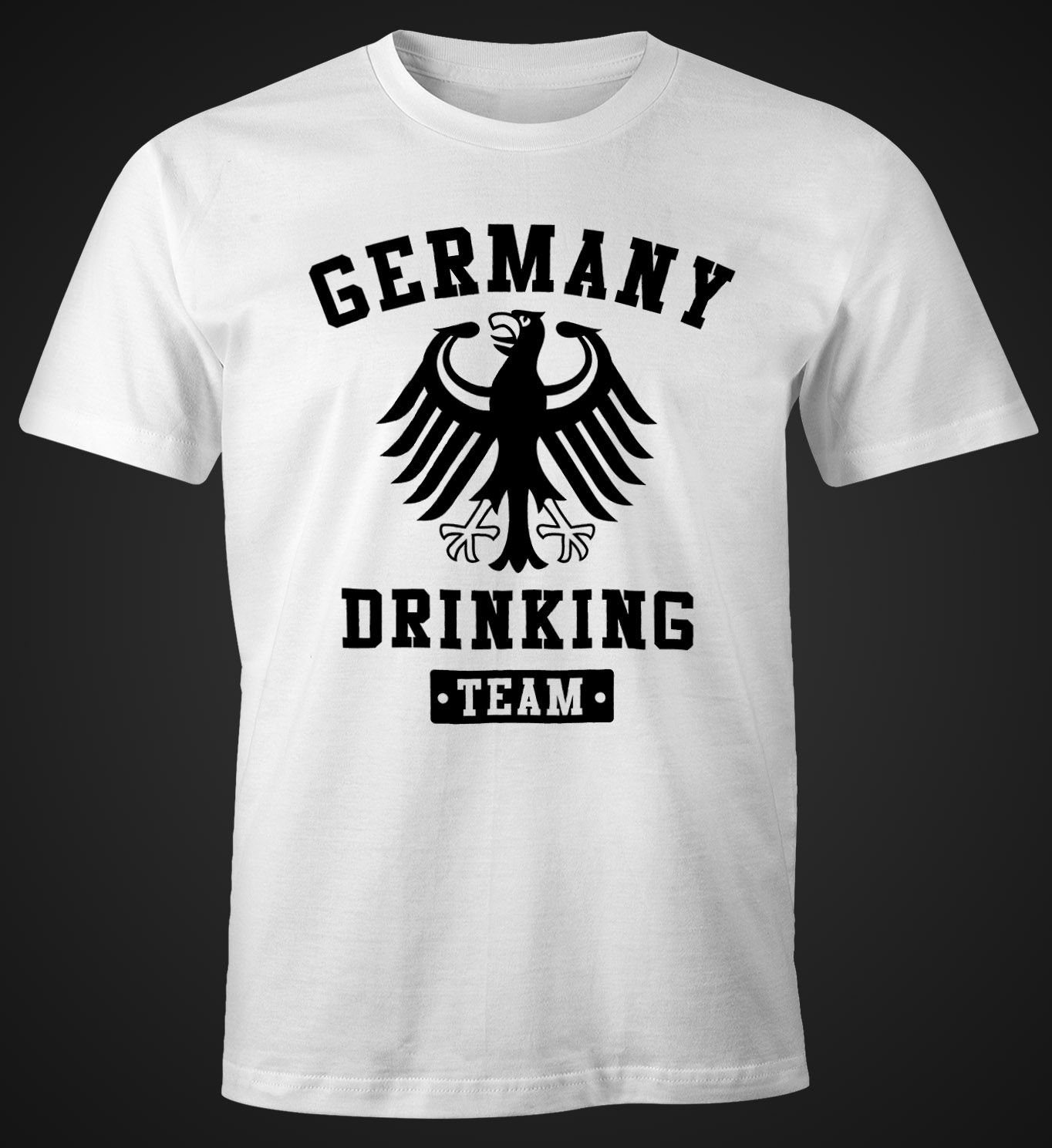 Bier weiß Team Moonworks® mit Germany Herren Print-Shirt Drinking Fun-Shirt Deutschland Adler Print T-Shirt MoonWorks