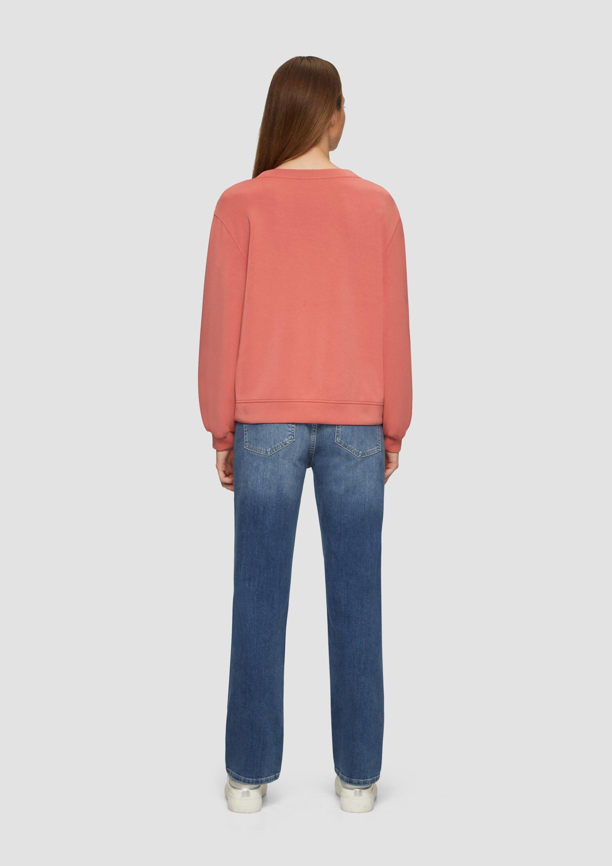 s.Oliver Sweatshirt Sweatshirt Scuba-Sweatshirt mit V-Ausschnitt