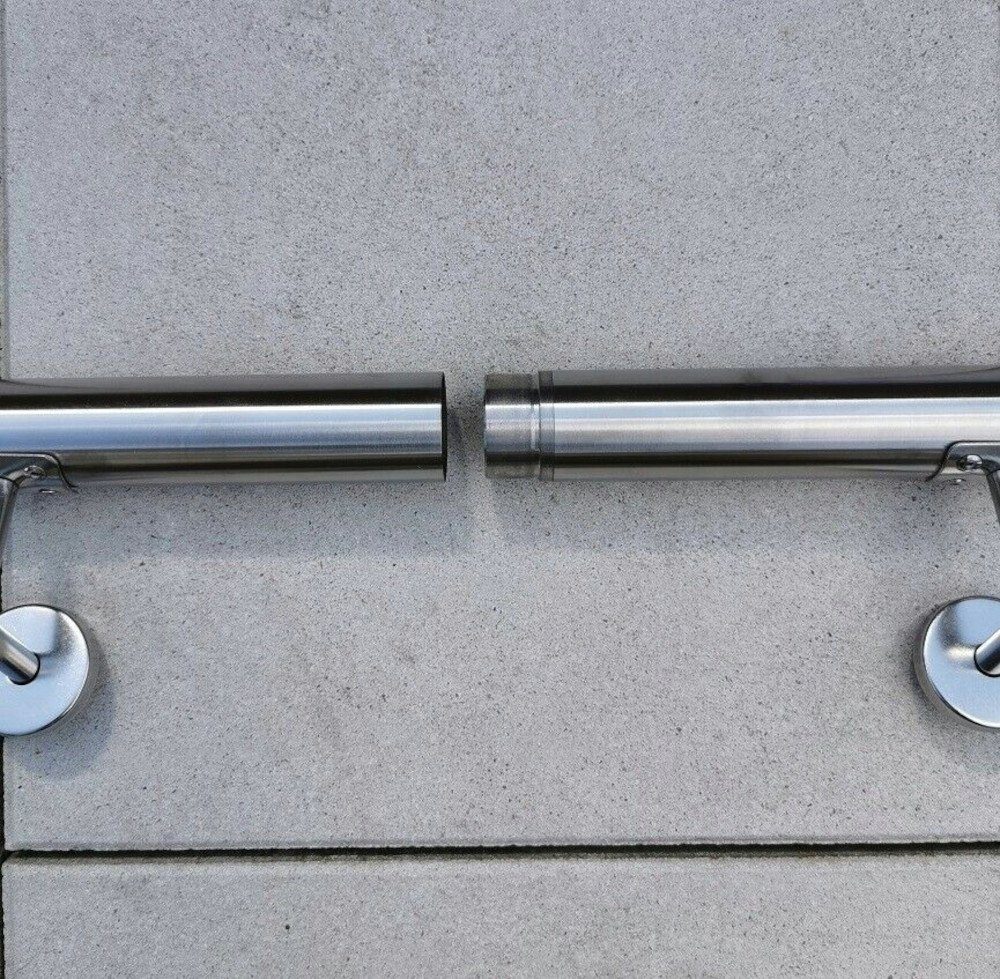 BruKa Handlauf FLEXI V2A Edelstahl Wandhandlauf Geländer Treppe Stange Griff Brüstung, 100 cm Gesamtlänge, 1 - 10 Meter länge wählbar