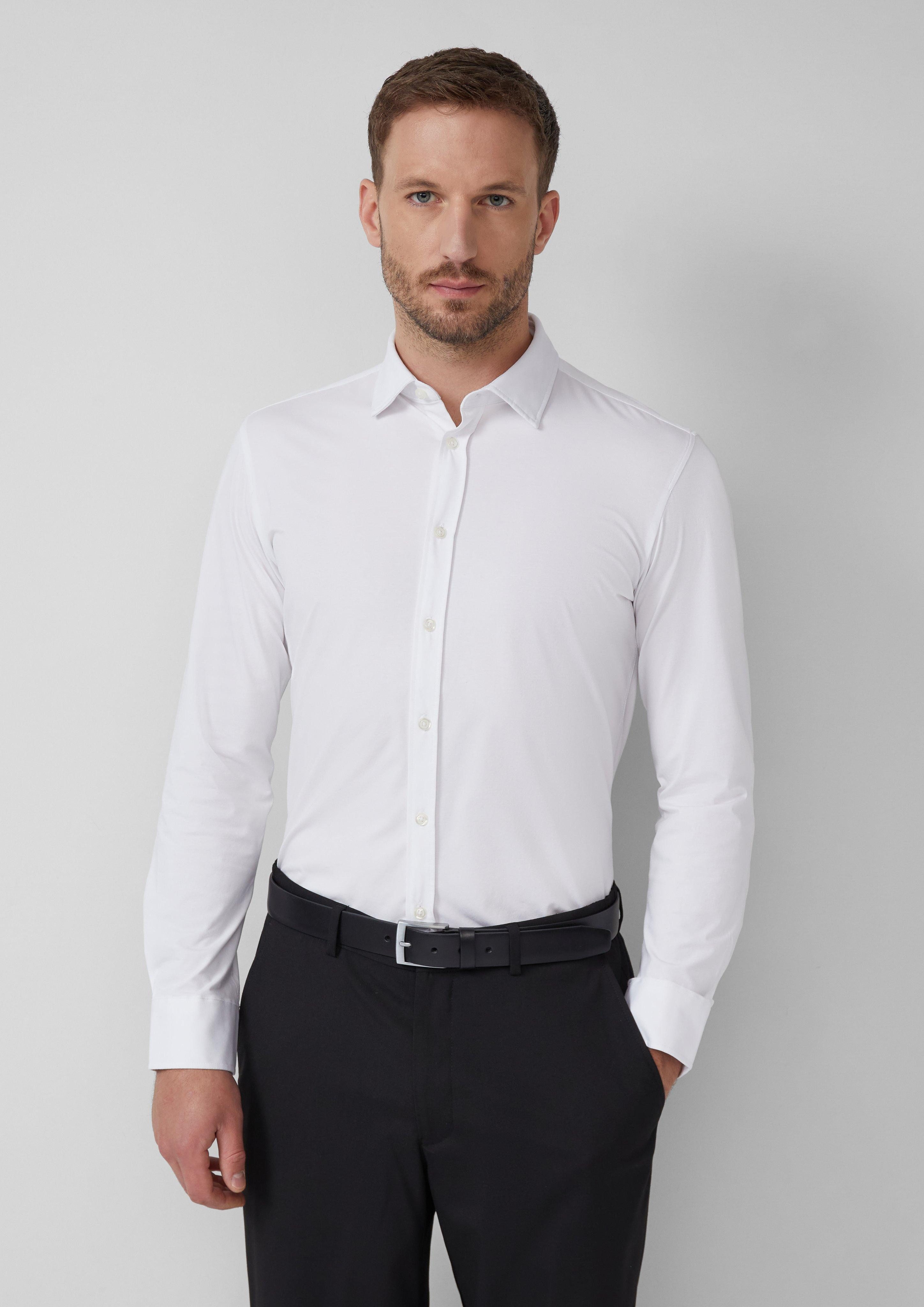 Langarmhemd Tailored Fit: Hemd aus Premium-Jersey