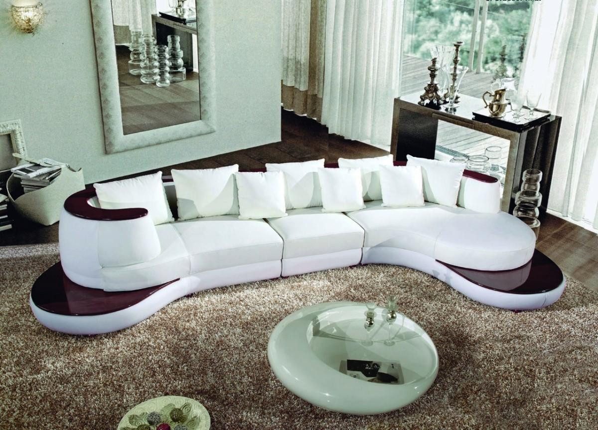 Xlmoebel Big-Sofa Modernes Designer Sofa Weiss Leder Wohnlandschaft mit Ablagefläche, Hergestellt in Europa