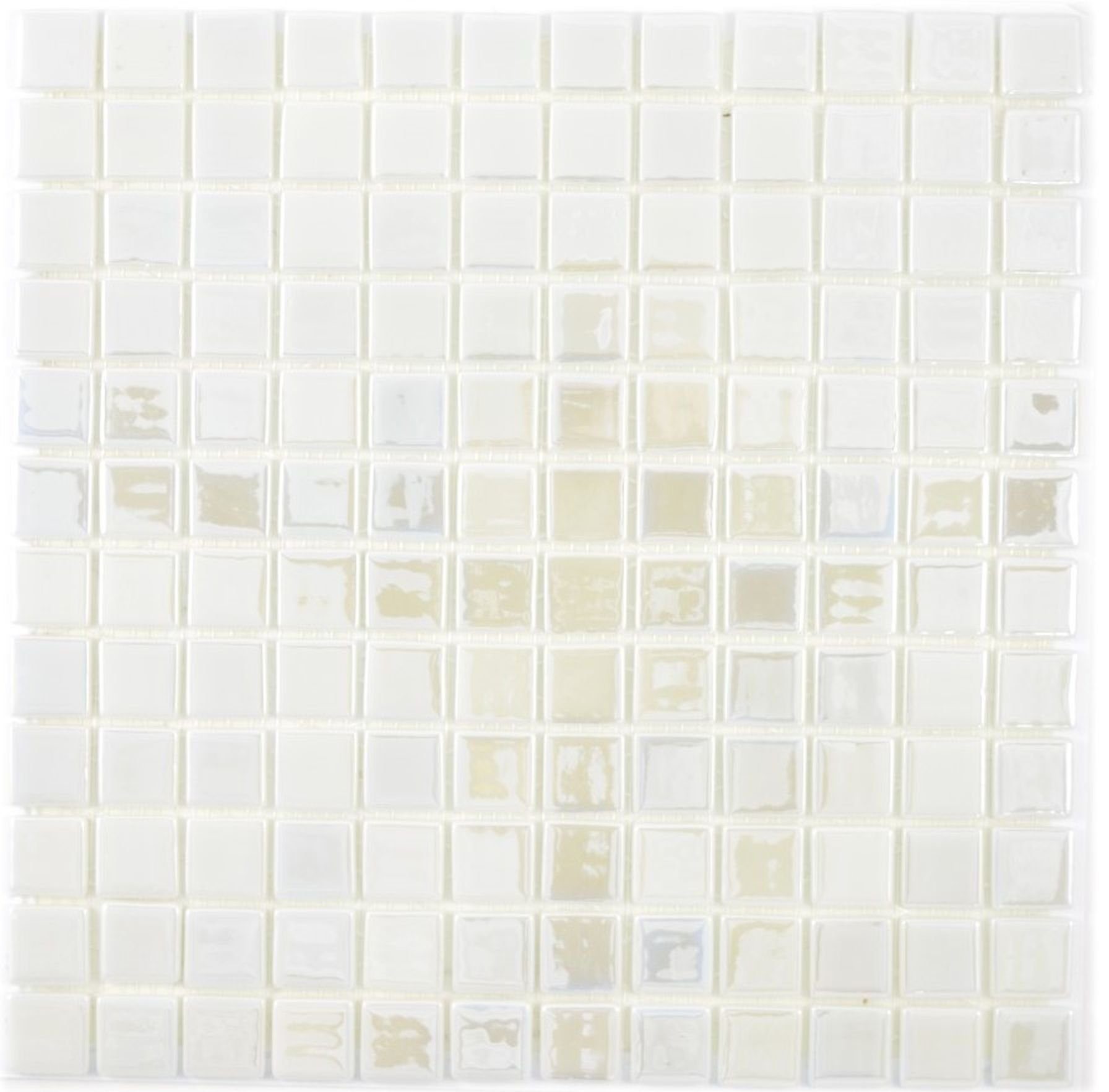 Mosani Mosaikfliesen Recycling Glasmosaik Mosaikfliesen glänzend weiß / 10 Mosaikmatten