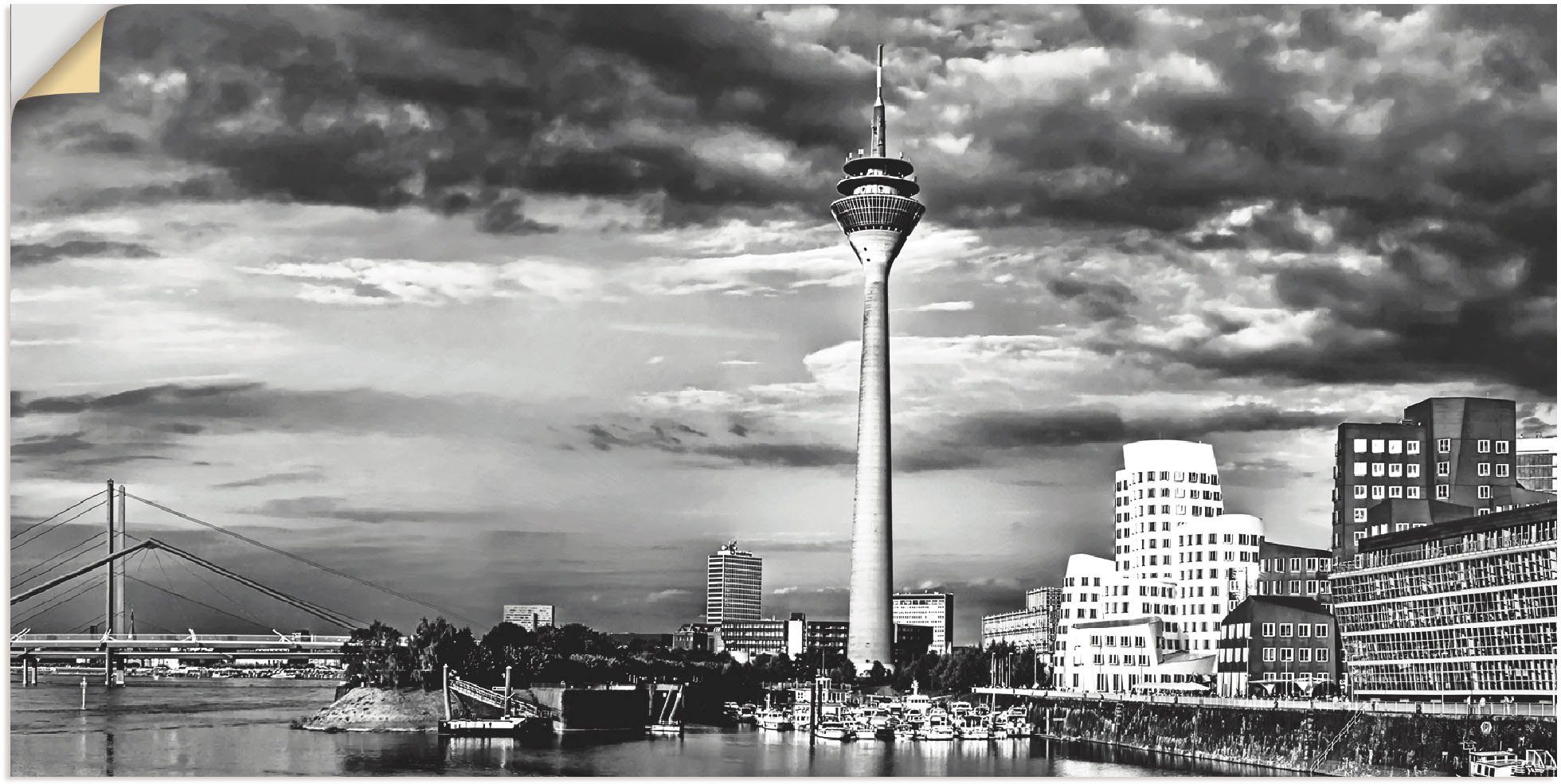 (1 Wandbild Collage St), Poster Leinwandbild, in Skyline 10, versch. Wandaufkleber Größen Düsseldorf Deutschland oder Artland als