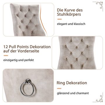 BlingBin Esszimmerstuhl 4-Fußstuhl Relaxsessel Einzelsessel (2 St), 2er set, mit Knopfsteppung, Gestell aus Massivholz