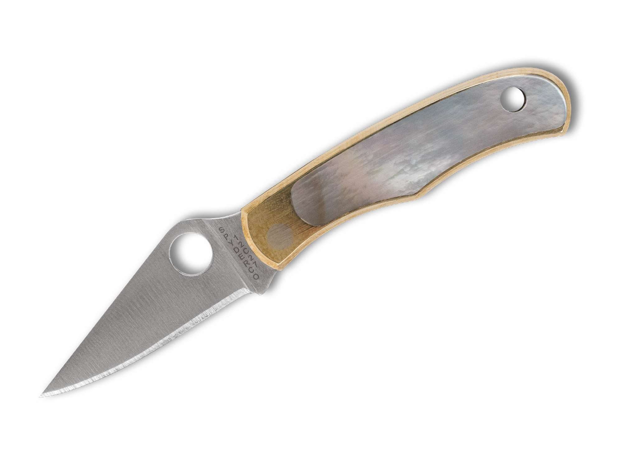 Spyderco Taschenmesser Spyderco Bug Nickel Silver Abalone PlainEdge