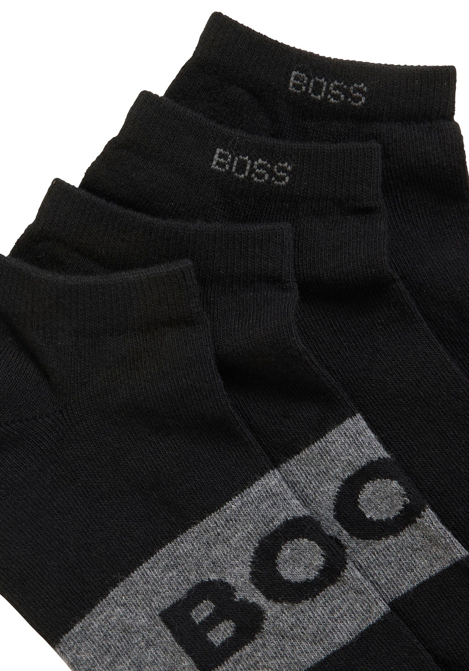 eingestricktem AS BOSS Businesssocken 2er BOSS CC Logo (Packung, Pack) mit großem, Black001 Logo-Schriftzug 2P 2-Paar,