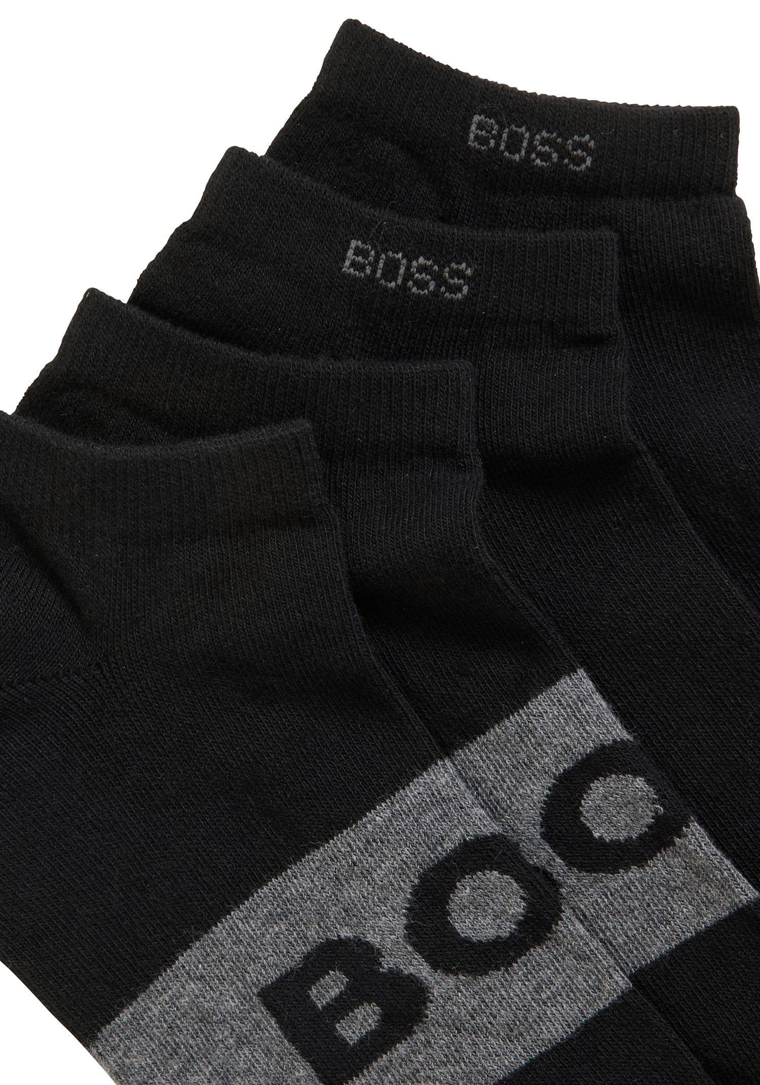 Logo 2er BOSS BOSS Businesssocken Logo-Schriftzug (Packung, 2-Paar, CC 2P eingestricktem Pack) mit AS großem, Black001