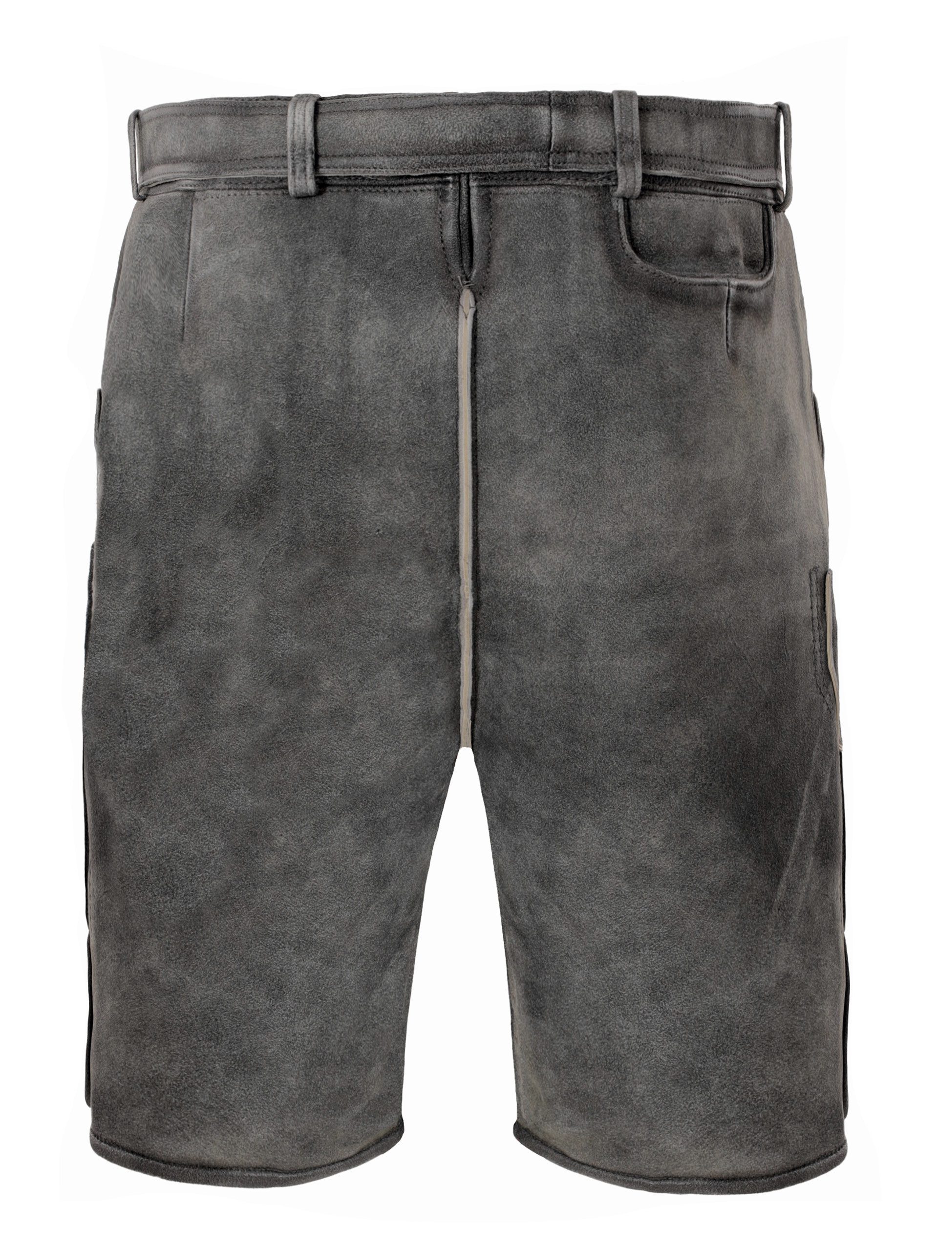 Trachtenlederhose Lederhose kurz Oswald grau (2-tlg) günstig online kaufen