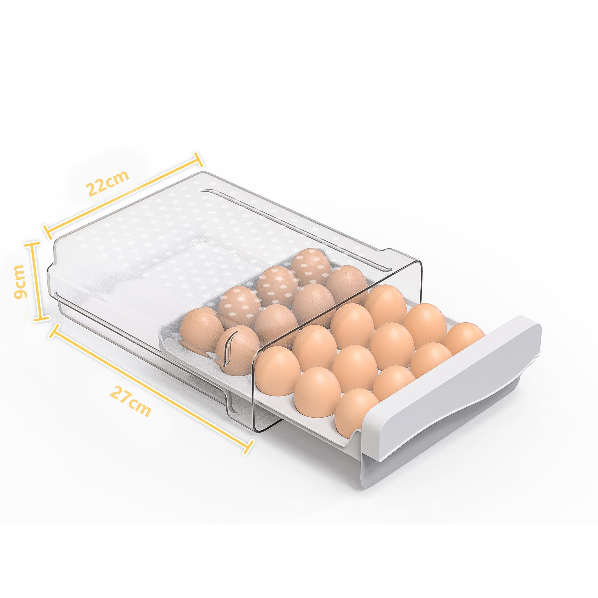 FOUORTUNATE-BEE Eierkorb 20 Eier Organizer Eierhalter Kühlschrank Eierbox Eier Aufbewahrung, (Transparent Vorratsdose Aufbewahrungsbox Frischhaltedose Küchenregal Platzsparender, Kühlschrank Organizer Küchen Aufbewahrung & Organizer)
