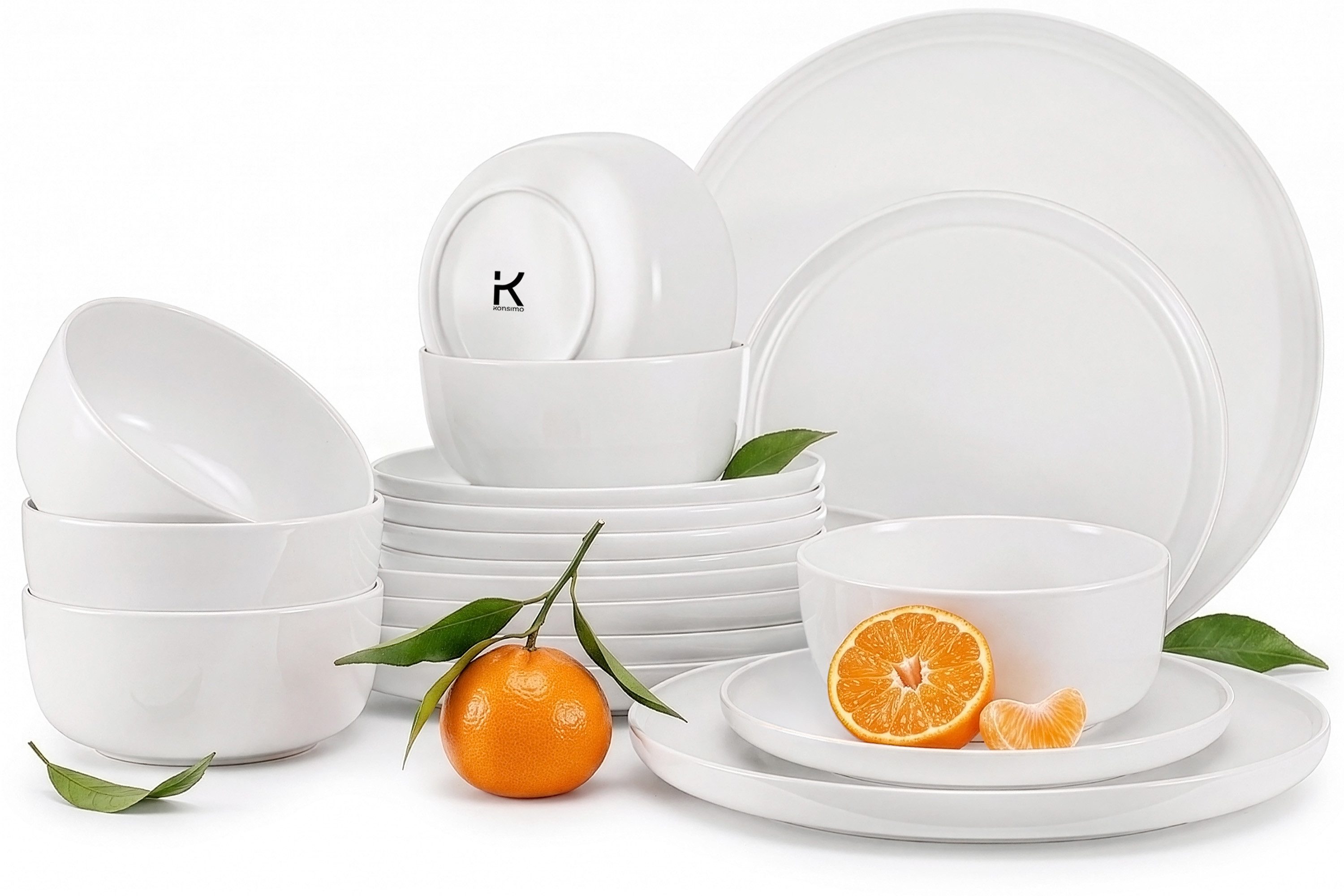 KONSIMO® Tafelservice VICTO Geschirrset hergestellt in der EU (18-tlg), 6 Personen, Steingut, matt, spülmaschinengeeignet, mikrowellengeeignet