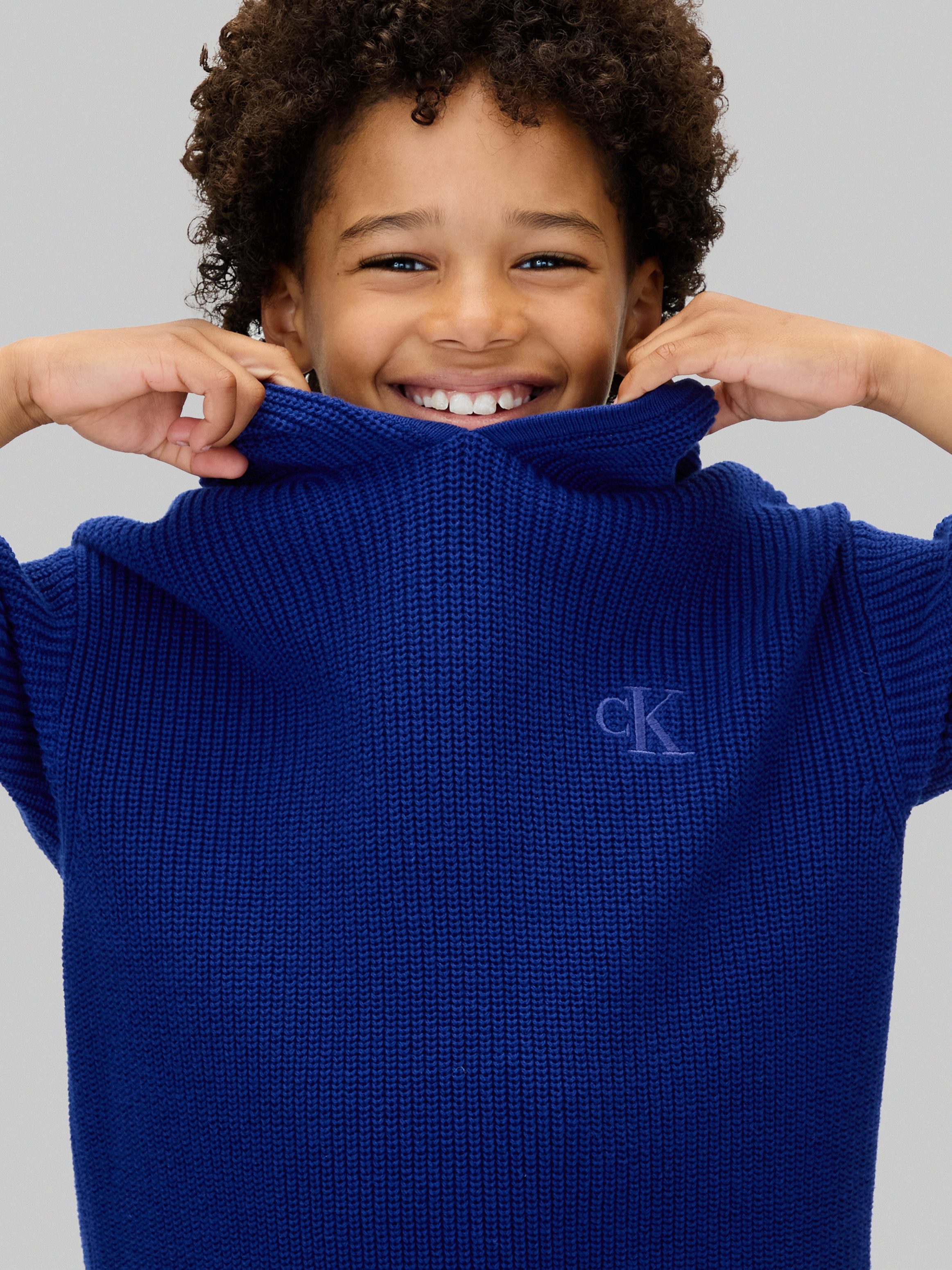 Calvin Klein Jeans Strickpullover RIB KNIT HOODIE für Kinder bis 16 Jahre, mit Kapuze – Bild 2 von 5