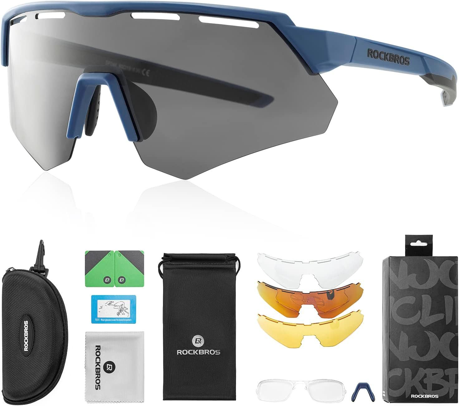 ROCKBROS Fahrradbrille Polarisierte Fahrradbrille Sonnenbrille, UV-Schutz