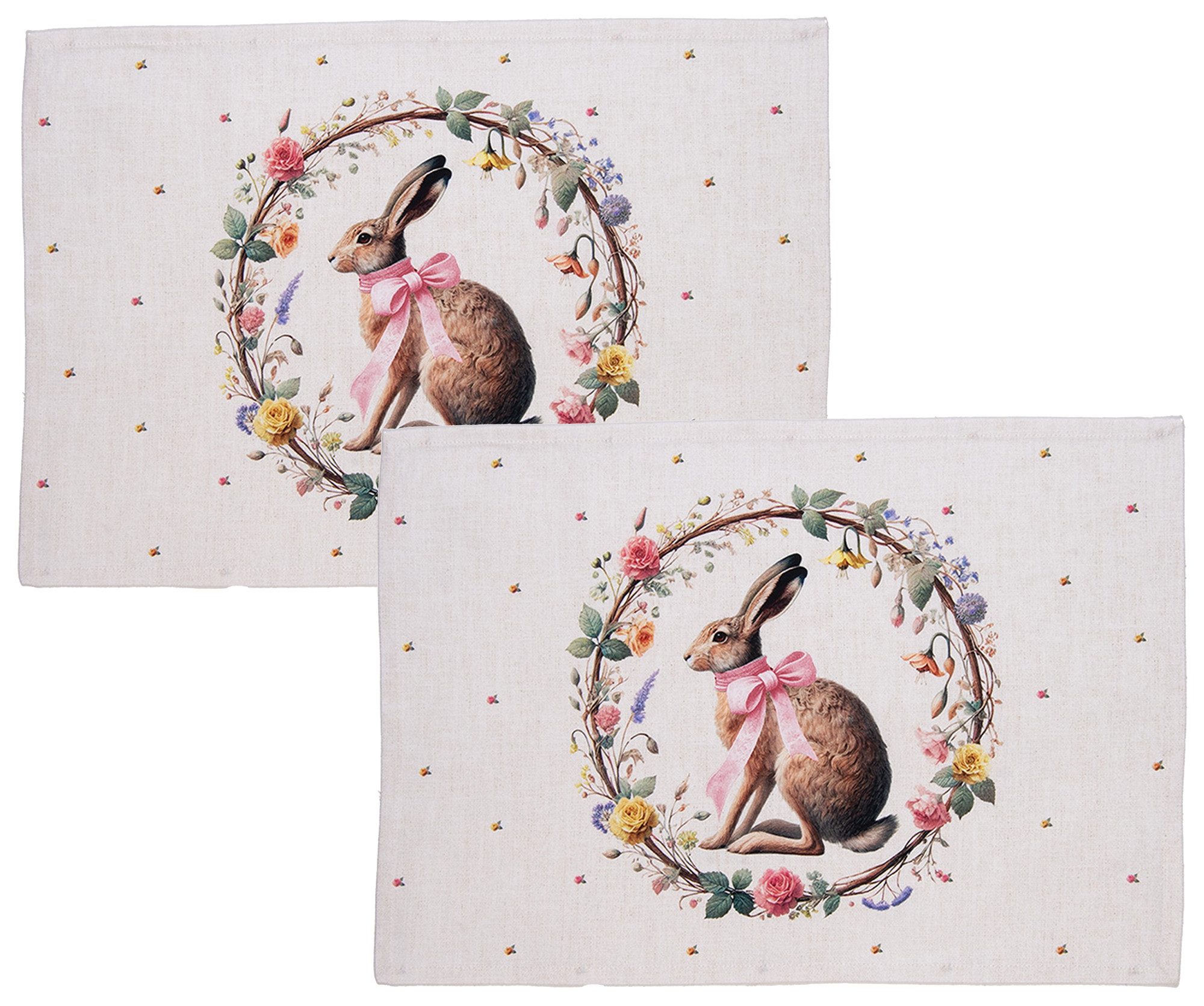 Clayre & Eef Platzset Easter Whispers Collection, (2-St., 2-teilig), Tischsets Platzsets (2 Stück) Platzdeckchen ca.48x33cm Baumwolle