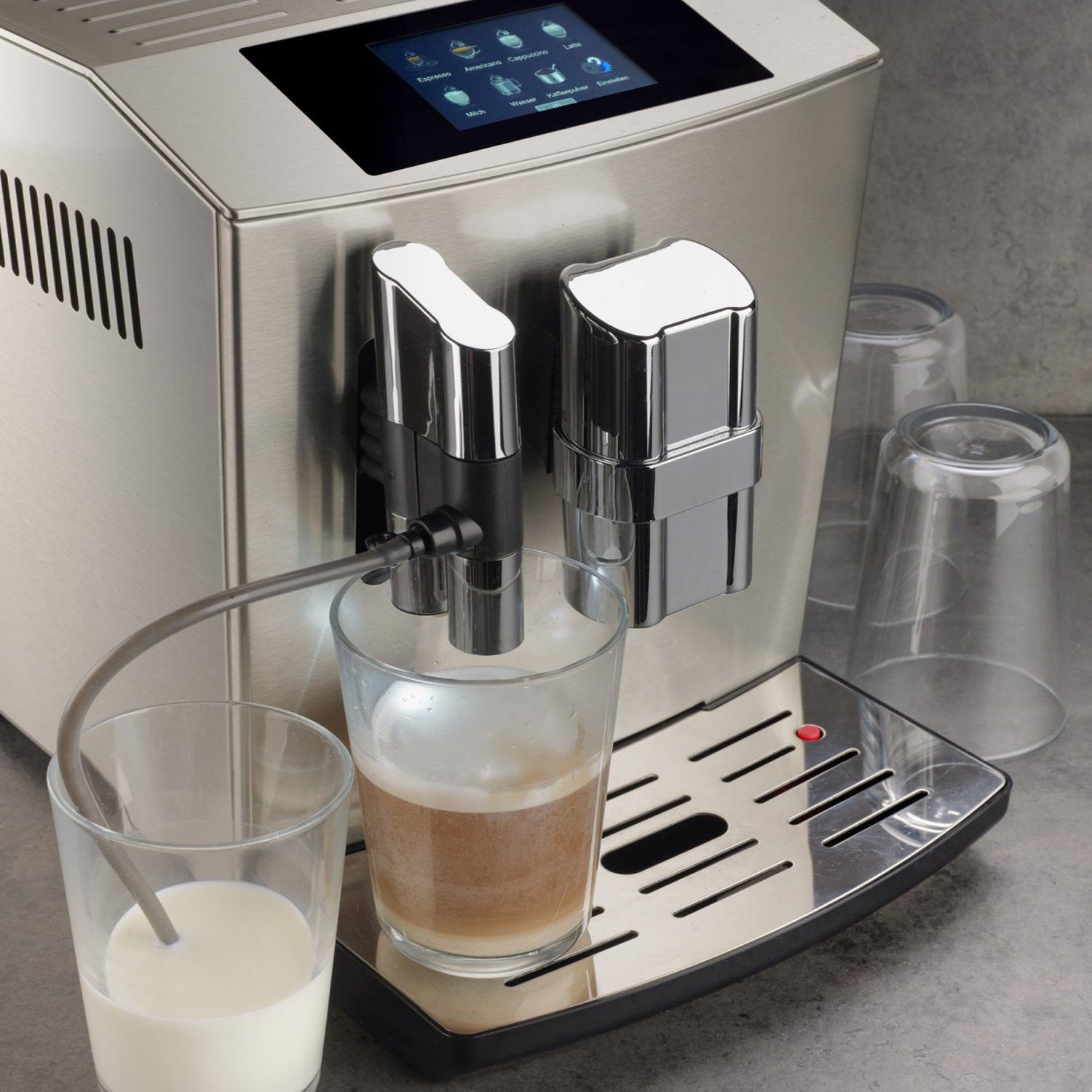 Acopino Kaffeevollautomat Modena Limited mit praktischem 650ml inkl. Edelstahl-Milchbehälter, Fassungsvermögen Edition Inklusive Thermo-Milchbehälter