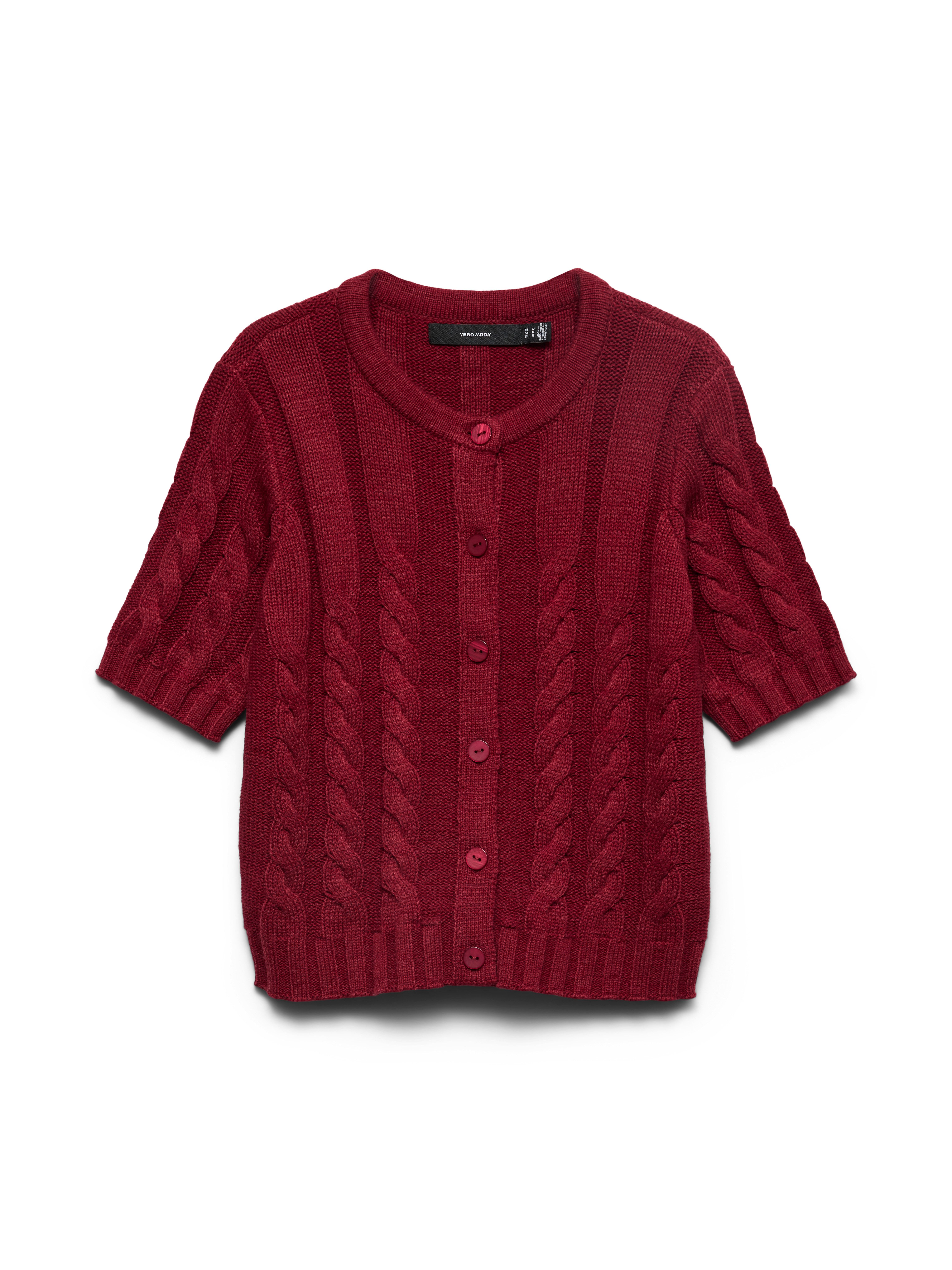 Vero Moda Strickjacke VMORIANE 2-4 O-NECK CARDIGAN Baumwollmischung, regular fit, Zopfstrickmuster