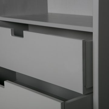 Maison ESTO Küchenbuffet Schrank Küchenschrank mit Schiebetüren grau Schiebetürenschrank 200 cm breit