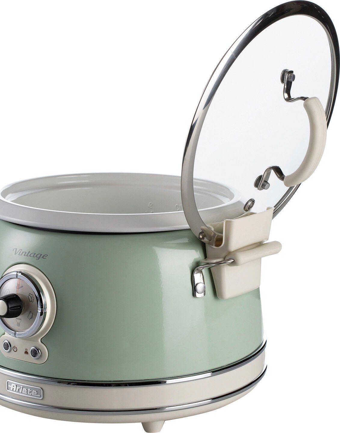 Ariete Multikocher 2904CR, 650 3 3 Vintage, Slowcooker/Reiskocher/Dampfgarer Schüssel, L W, l