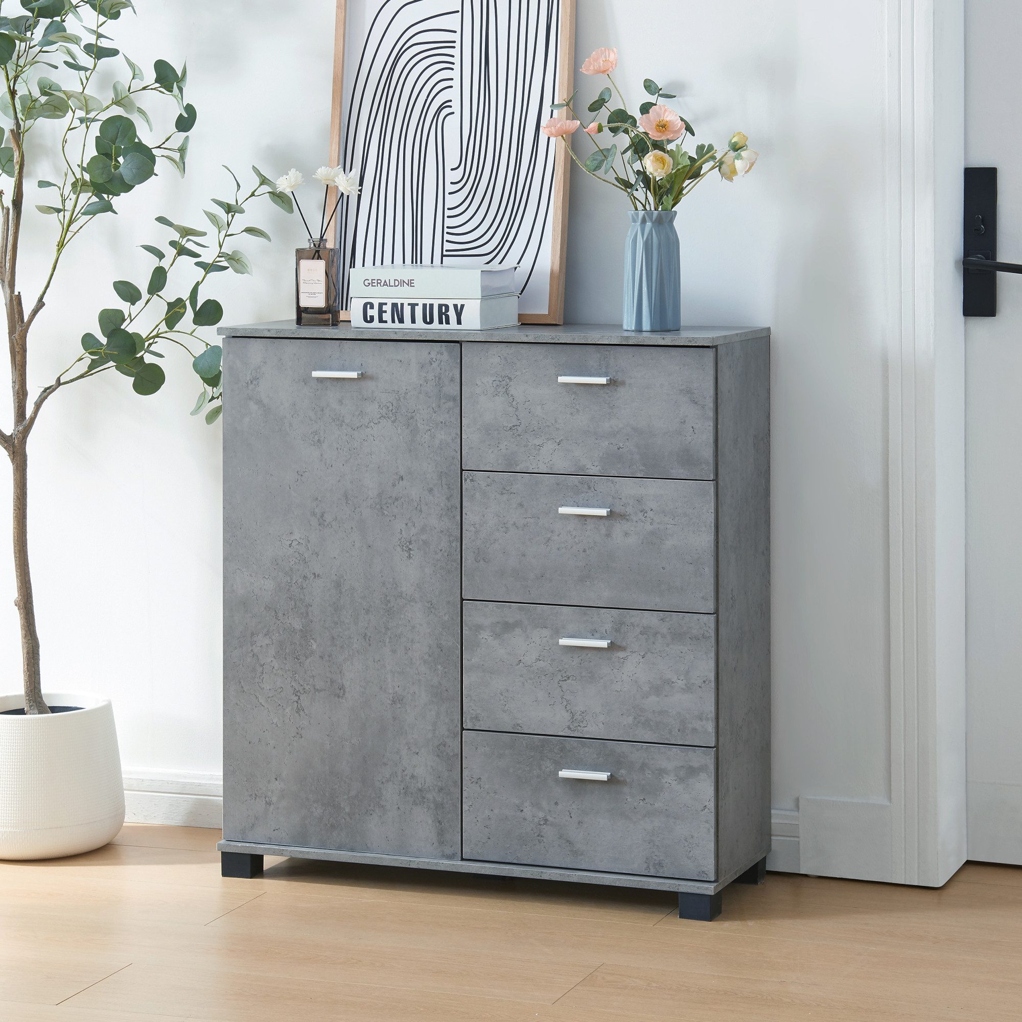 en.casa Sideboard, »Döbritz« 84x80x28cm Betonoptik günstig online kaufen