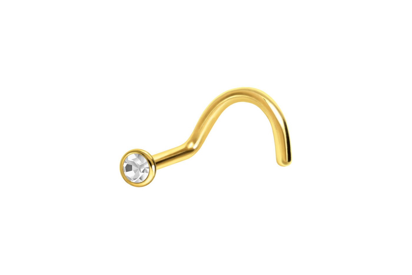 PIERCINGLINE Nasenpiercing Chirurgenstahl Nasenstecker Spirale FLACHER KRISTALL (Nasenstecker, 1-tlg)