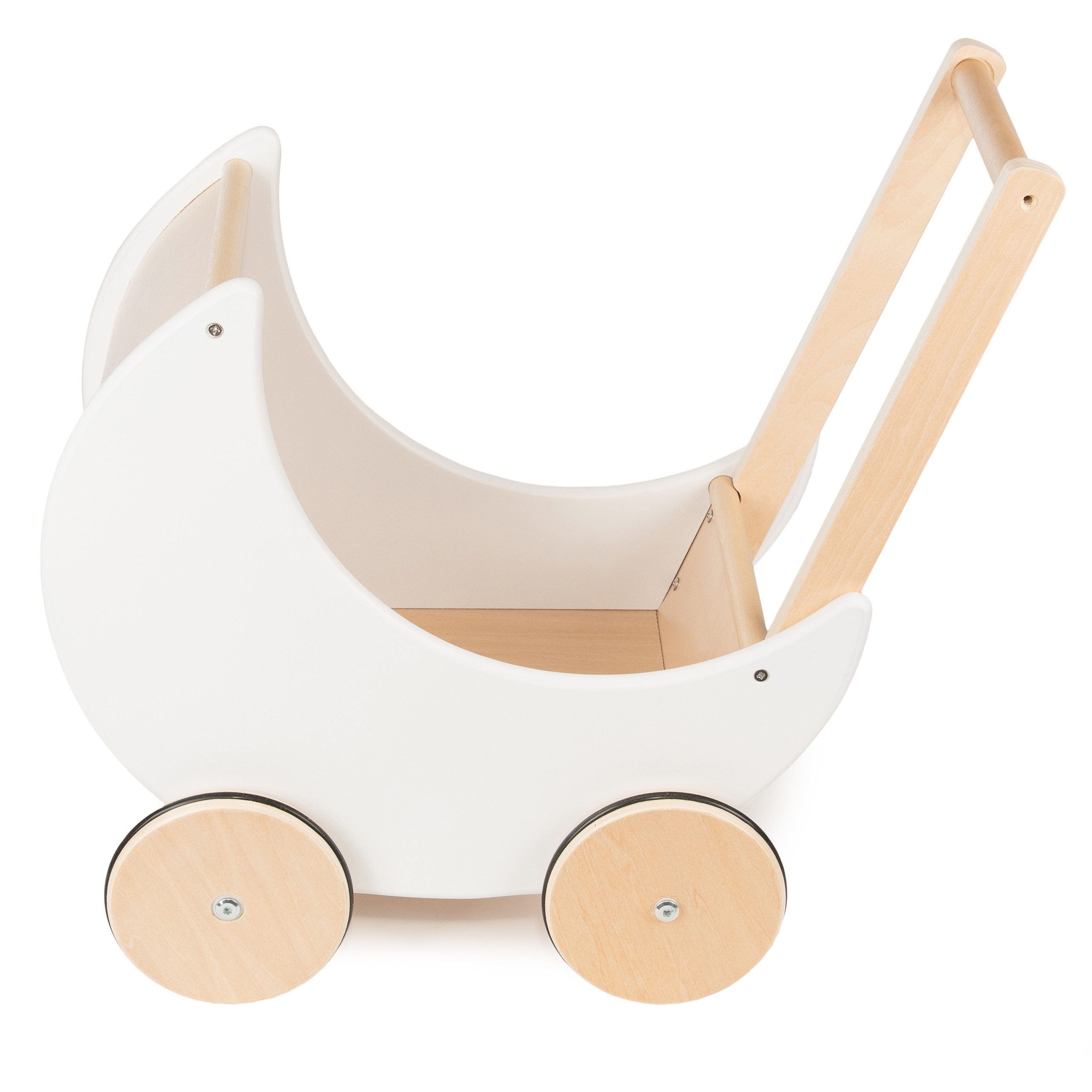 COIL Puppenwagen Lauflernwagen, Lauflernhilfe, aus Holz, Gummiräder, Kinderspielzeug