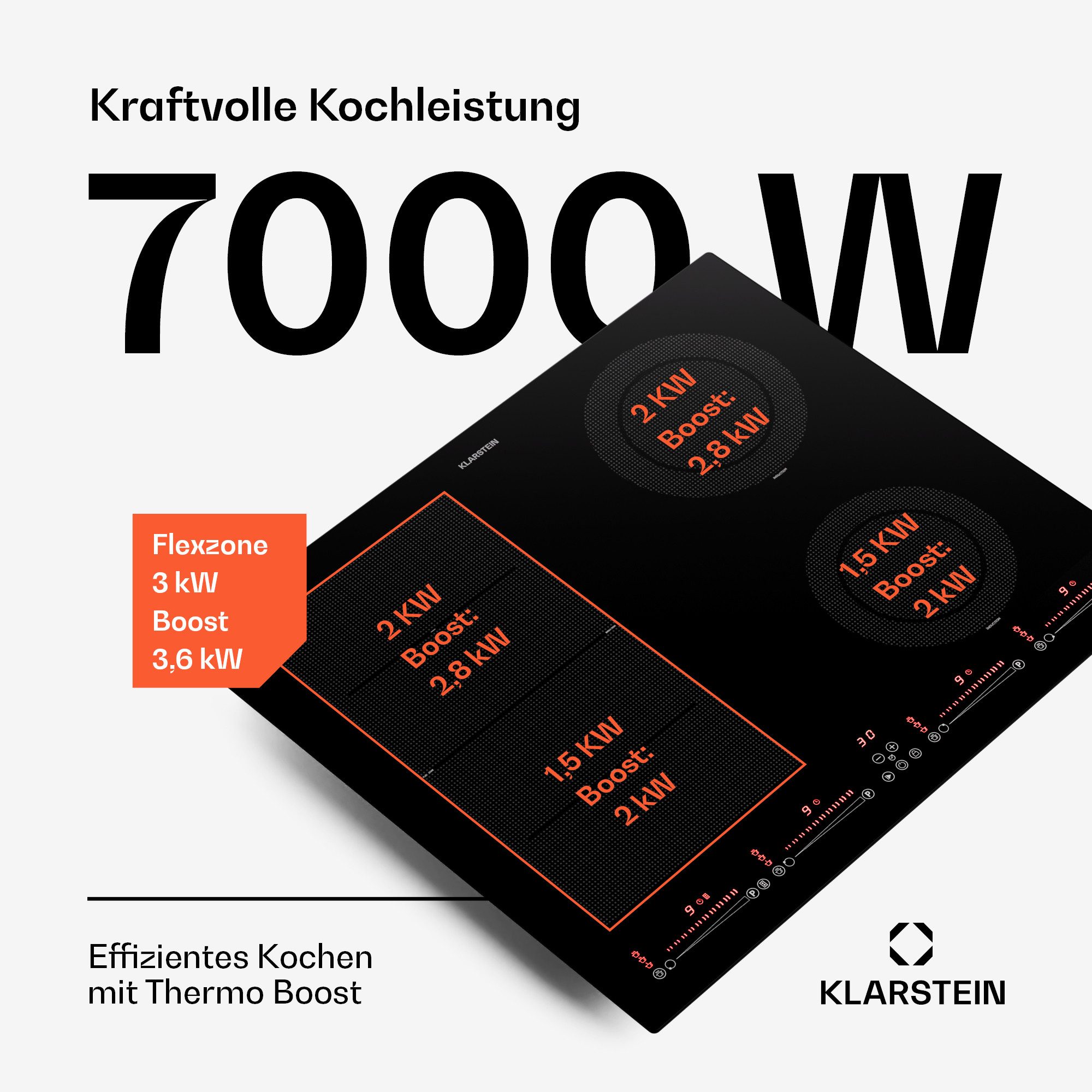 Klarstein Induktions-Kochfeld Masterzone 60 Hybrid, Kochfelder Induktion Hob Gas Hob Flex 4 Zonen